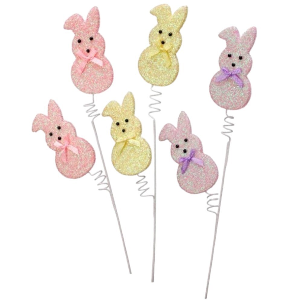 27&#x22; Pink Easter Bunny Peep  Pick &#x2013; Pastel Spring Decoration