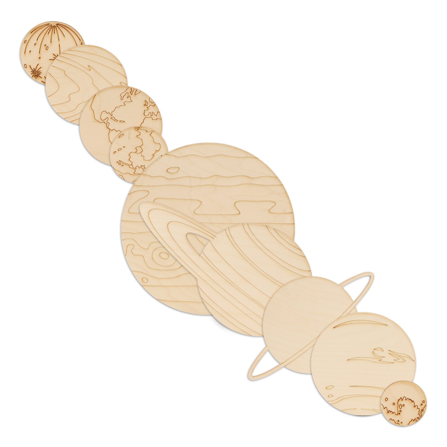 Wood Solar System Model of Planets, Detailed Outer Space Decor | Woodpeckers