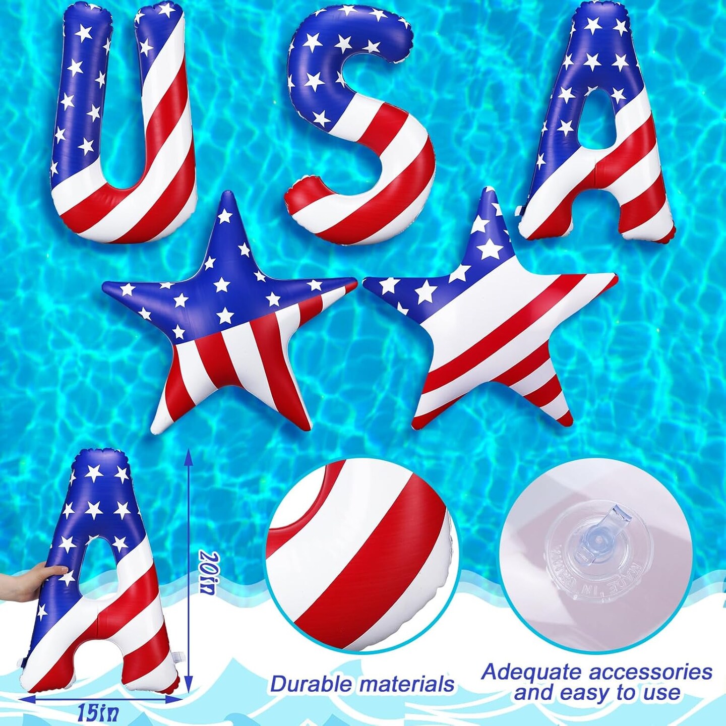 5 Pcs Patriotic Pool Party Decorations for 4th of July Decorations