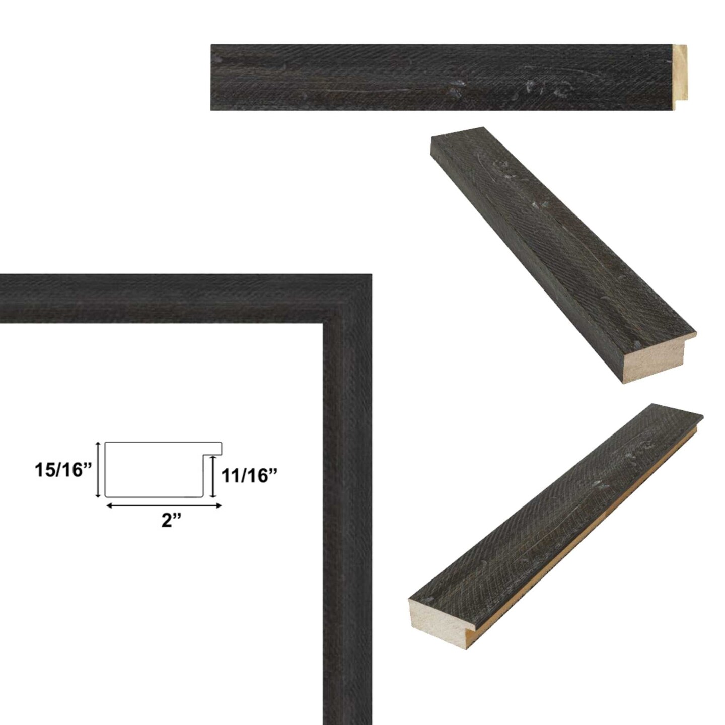 Drift Barnwood Black Wash Rustic Picture Frame 12x12 frame