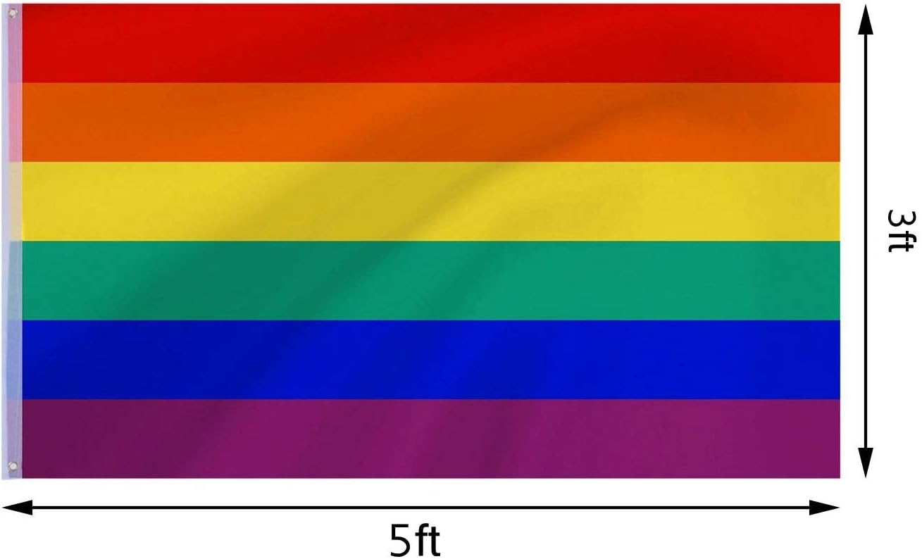Rainbow Pride Flag 6 Stripes 3x5ft- Flag Vivid Color and UV Fade Resistant - Canvas Header and Brass Grommets (Rainbow Flag 3x5ft (1PACK))