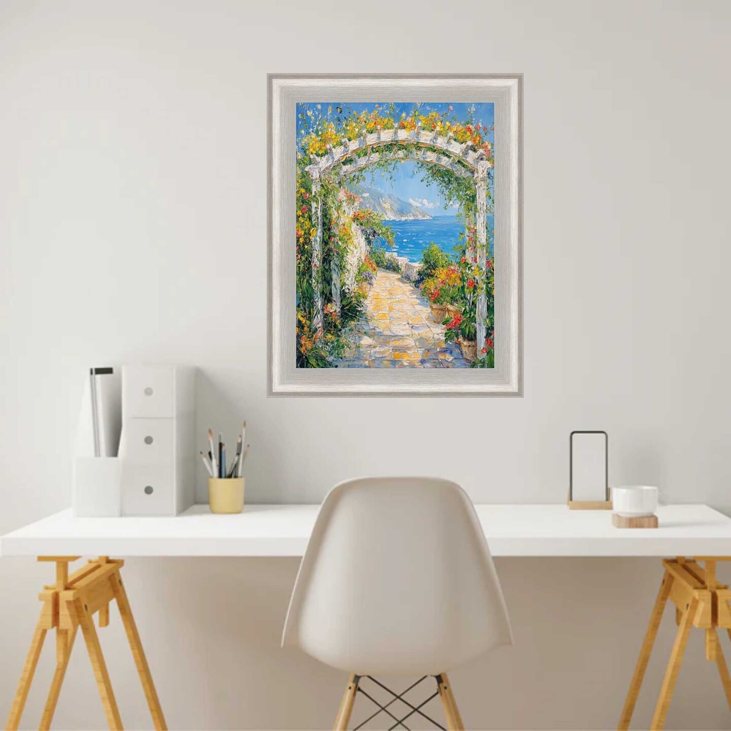Silver Brushed Modern Slight Scoop Picture Frame 24x24 frame
