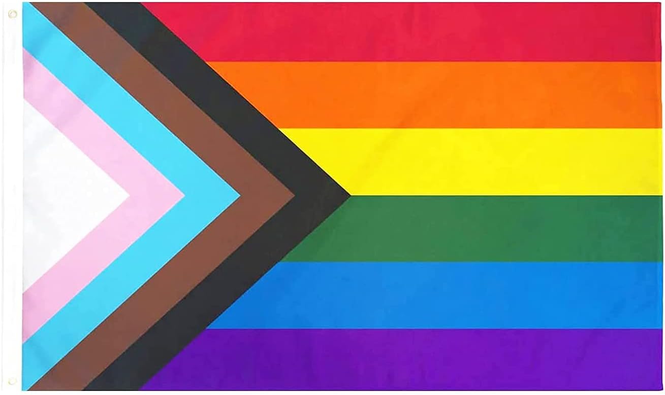Progress Pride Rainbow Flag 3x5 ft LGBTQ Gay Pride Flags All Inlcusive Progressive Bisexual Non Binary Lesbian Transgender Flag Indoor Outdoor Wall