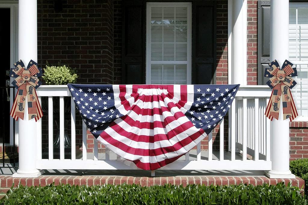 Large 4th of July Bows for Wreath, Patriotic Wreath Bows American Flags Bow Natural Burlap Craft Bow Memorial Day Farmhouse Bows for Front Door Fourth of July Memorial Day Decorations