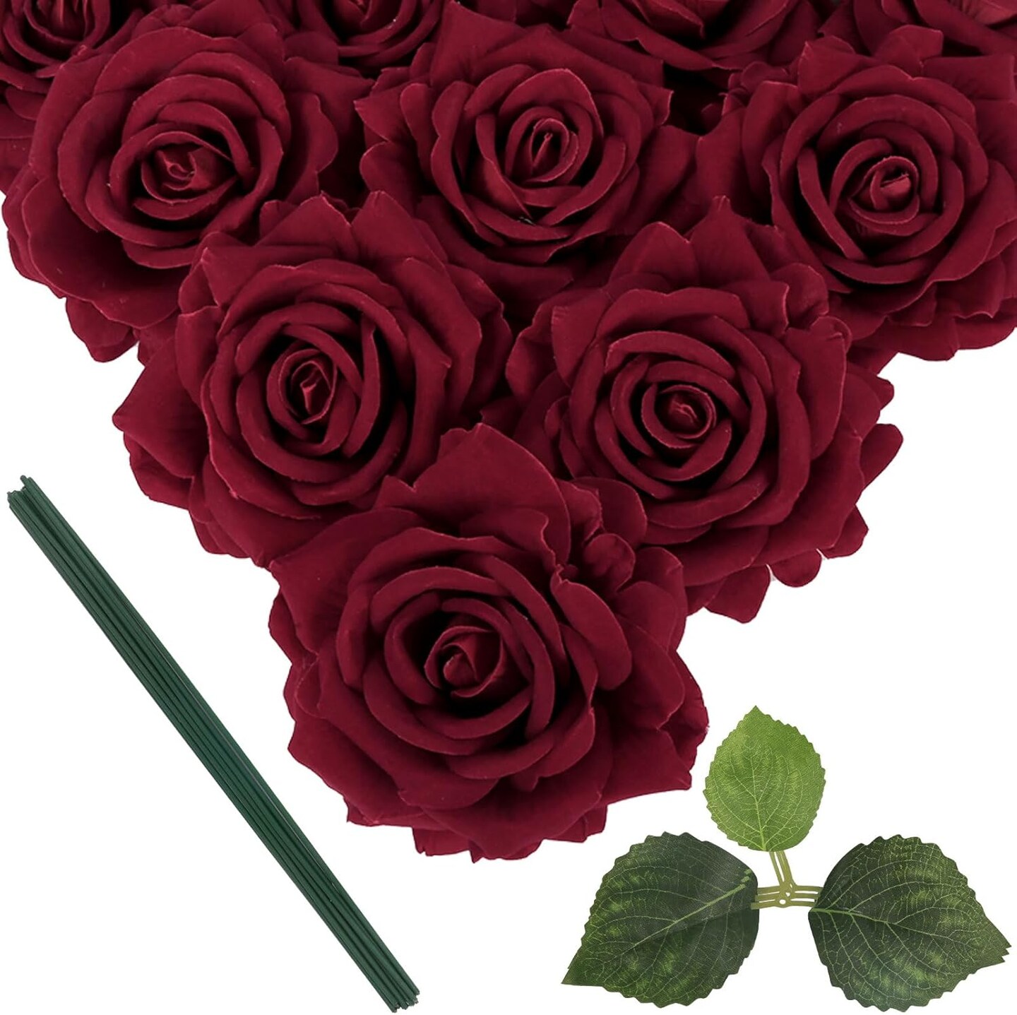 Burgundy Velvet Rose 5" Large Roses Artificial Flowers Bouquets