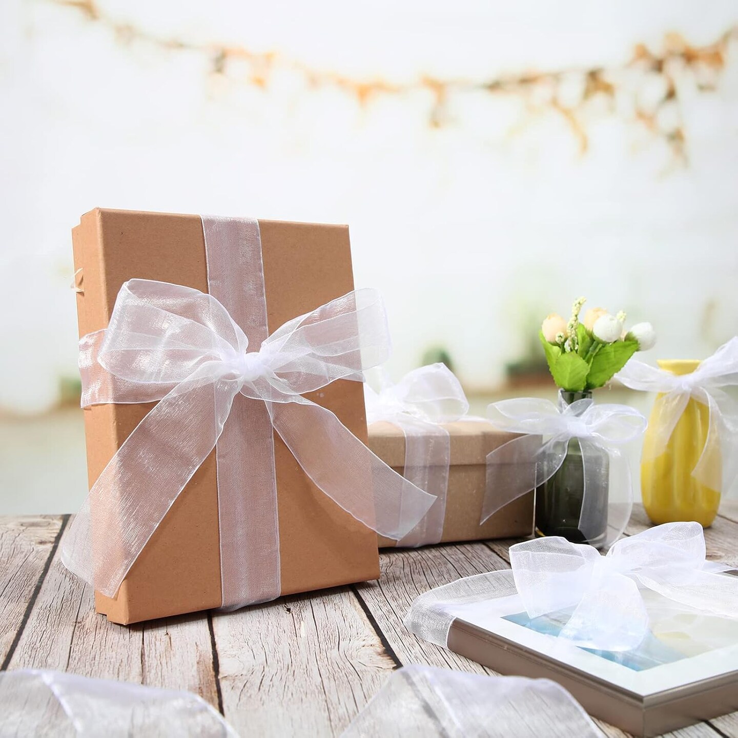 Sheer Organza Ribbon for Gift Wrapping Chiffon Tulle Mesh Ribbon Clear Wedding Christmas Tree Decor DIY Crafts