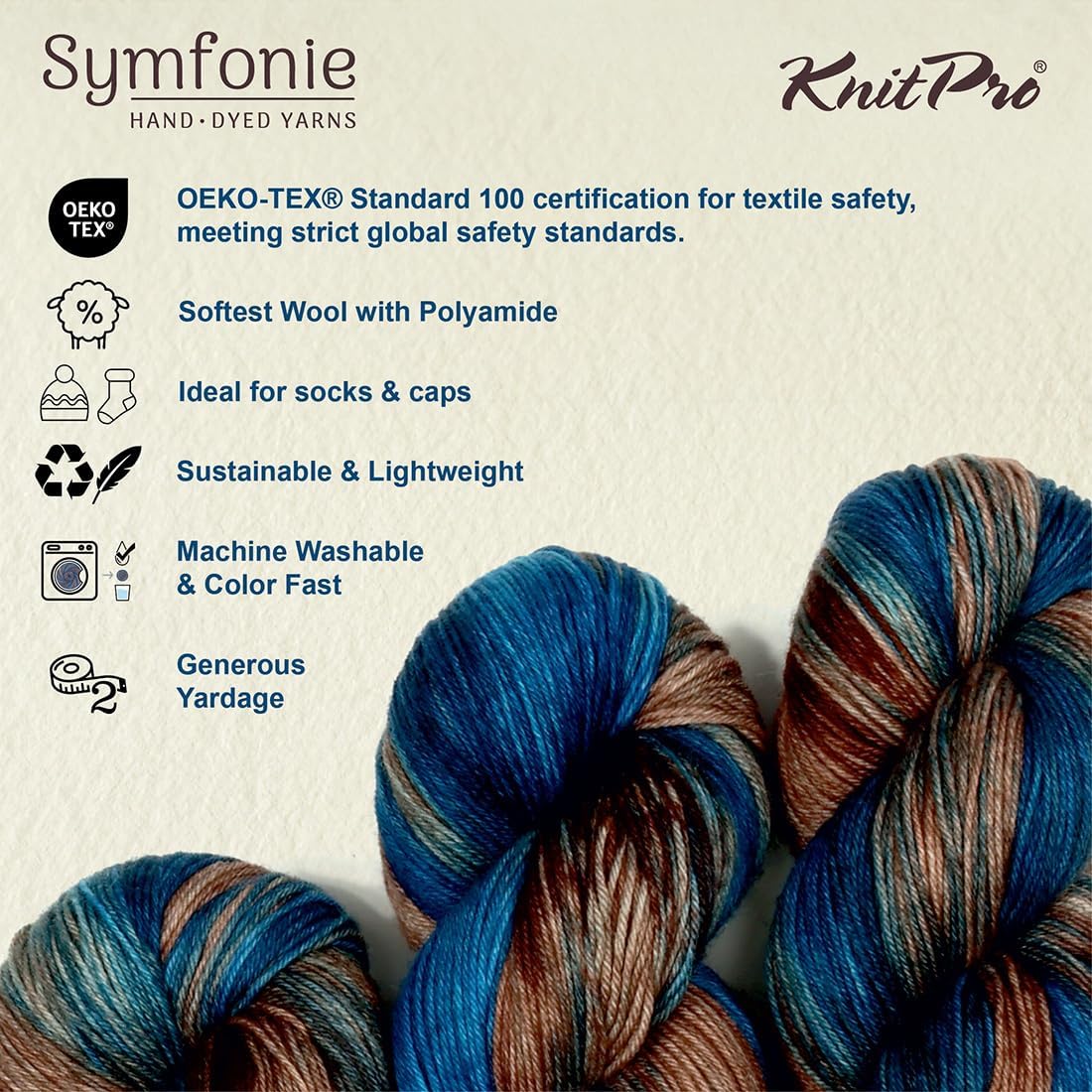 KnitPro Symfonie Premium Hand-Dyed Merino Wool & Polyamide Sock Yarns|Terra Variegated Colors