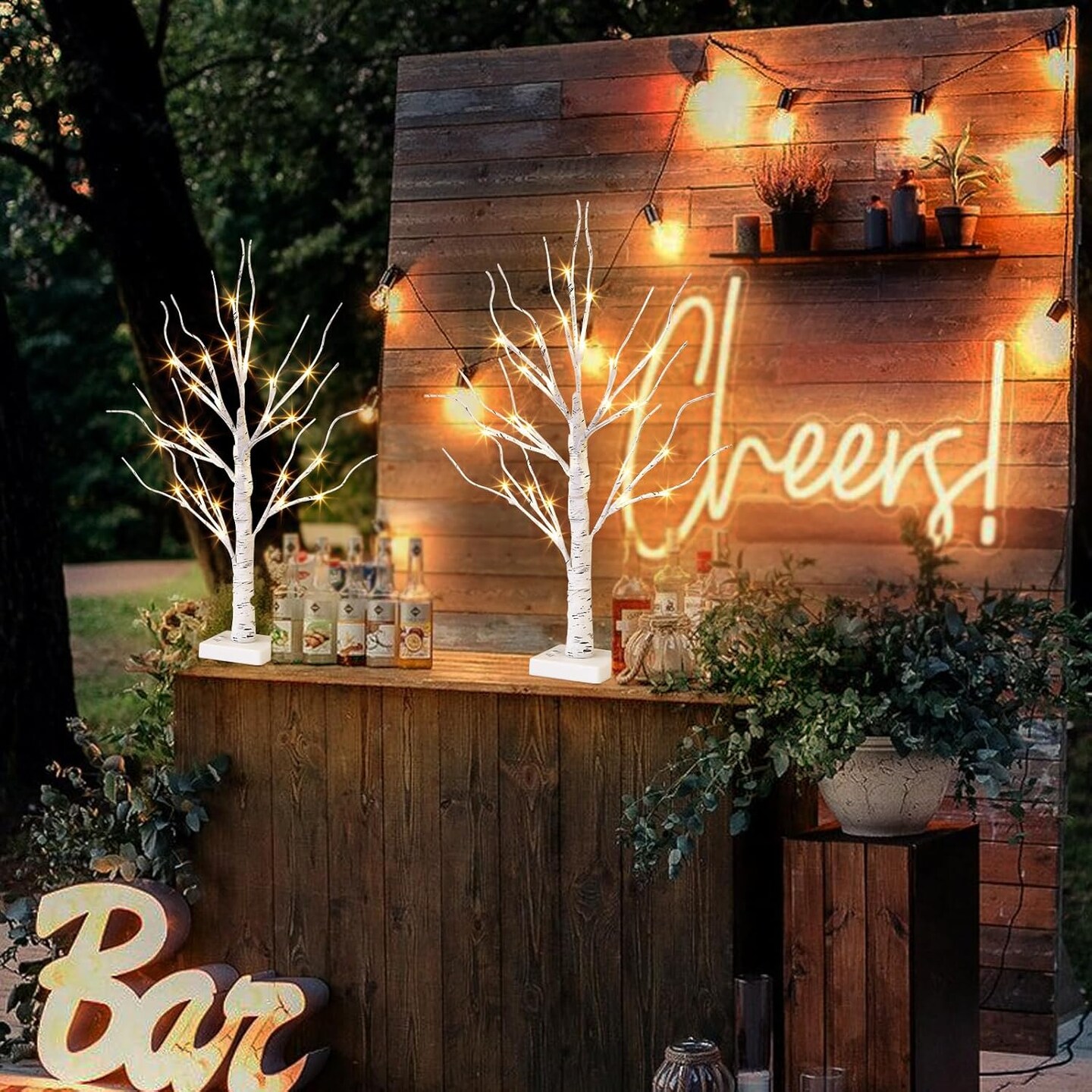 Christmas Decorations Lighted Tree for Indoor Mantel Home Decor(2 Birch Tree)