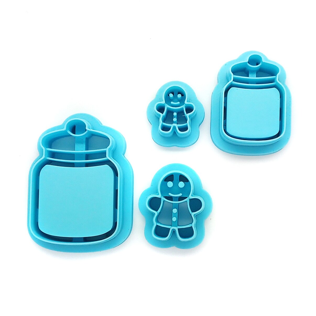 Jars with Gingerbread Man Cookie Clay Cutter Set, 4 pc, Adorabilities