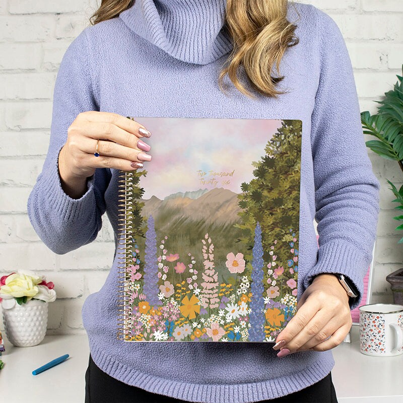 bloom daily planners 2026 Soft Cover Weekly &#x26; Monthly Planner, 8.5&#x22; x 11&#x22;, Wildflower Mountainside