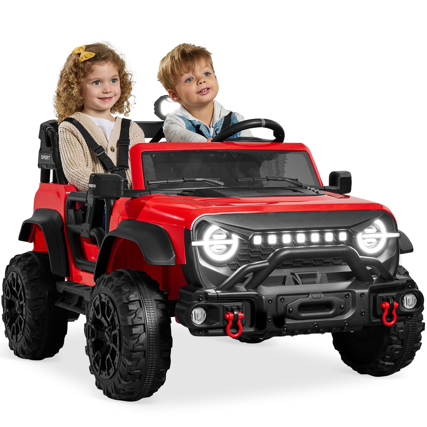 Best Choice Products Kids 24V 2-Seater Electric Ride-On Car Truck w/ Parent Control, Bluetooth, LED Lights