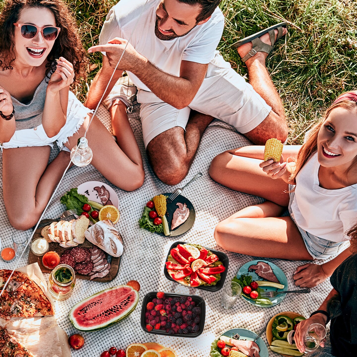 Meal Prep Containers, 50 Packs Plastic Food Storage Containers with Lids, 24oz Bento Box Reusable, To Go Containers Disposable