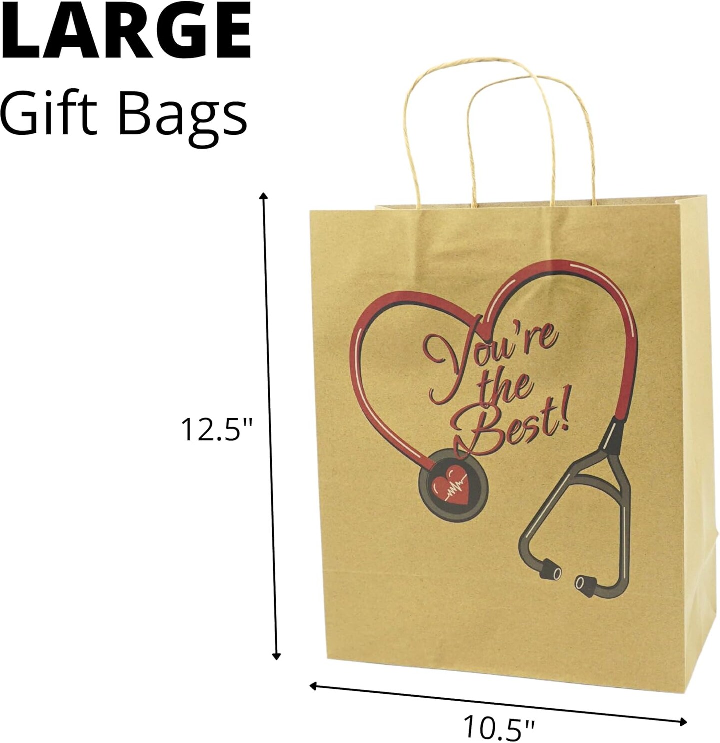 4E's Novelty Nurse Gift Bags – 12 Pack Large Kraft Graduation Gift Bags for Nurse Appreciation Week