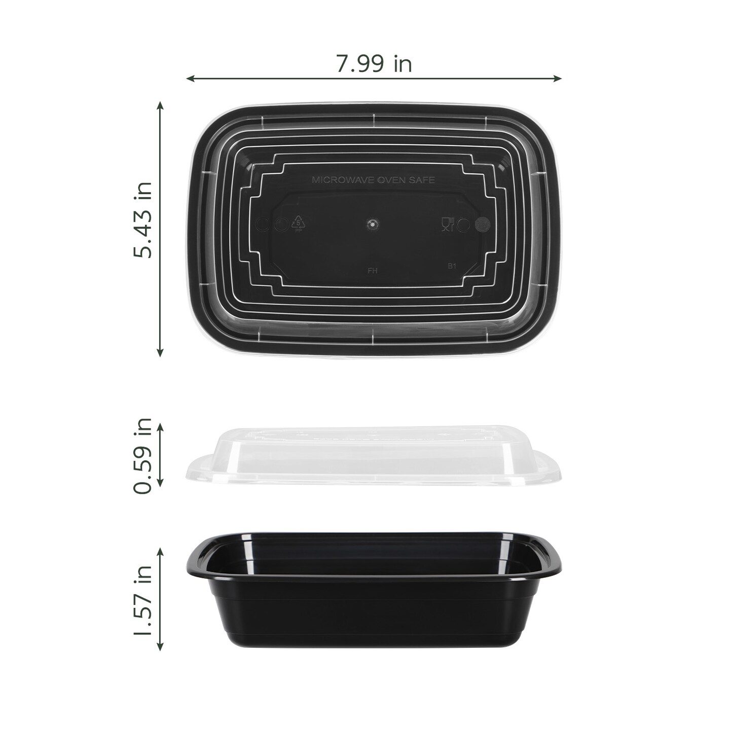 Meal Prep Containers, 50 Packs Plastic Food Storage Containers with Lids, 24oz Bento Box Reusable, To Go Containers Disposable