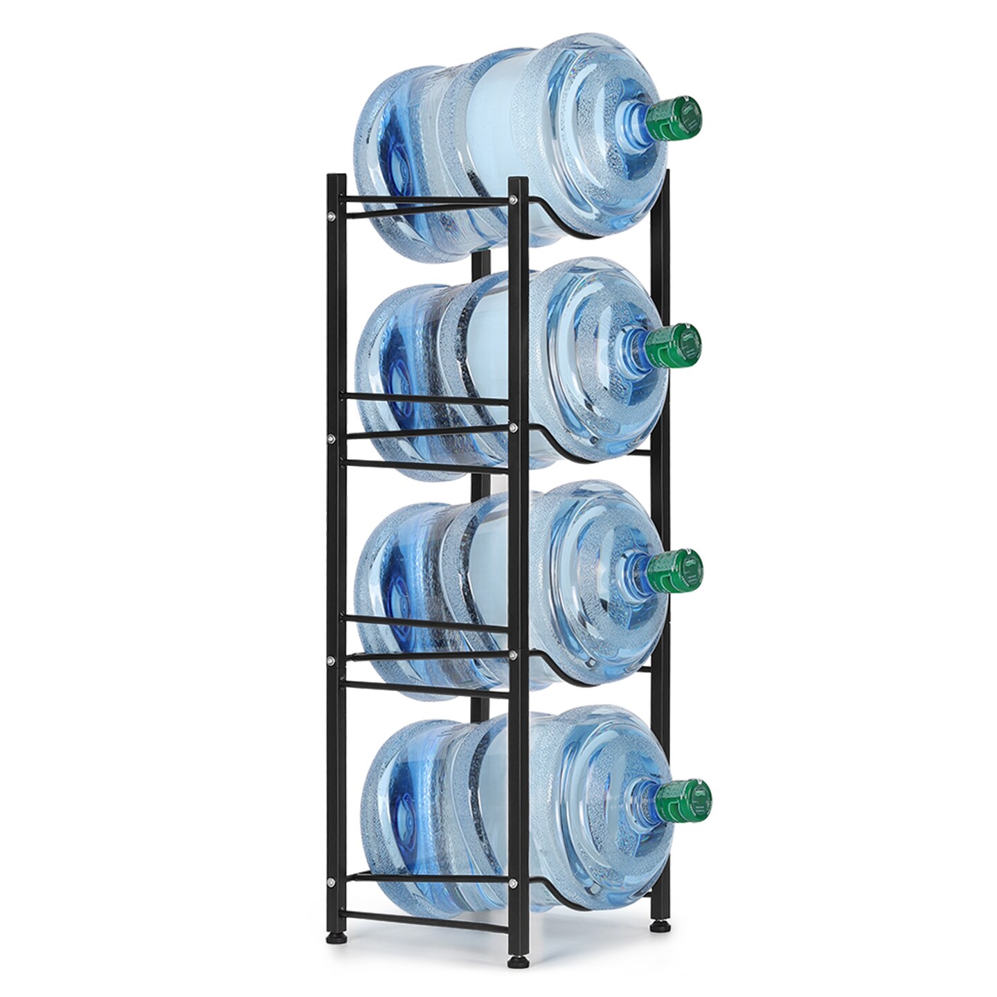 4-Tier Water Jug Rack, 5 Gallon Detachable Water Bottle Holder for Kitchen, Office, Home, Black