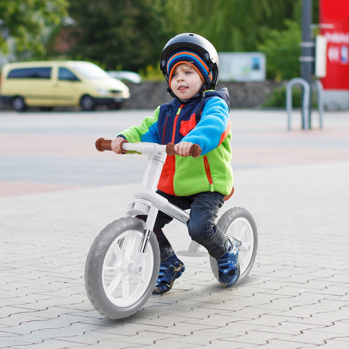 Metal 12 Inch Balance Bike with Adjustable Seat and Rotatable Handlebar
