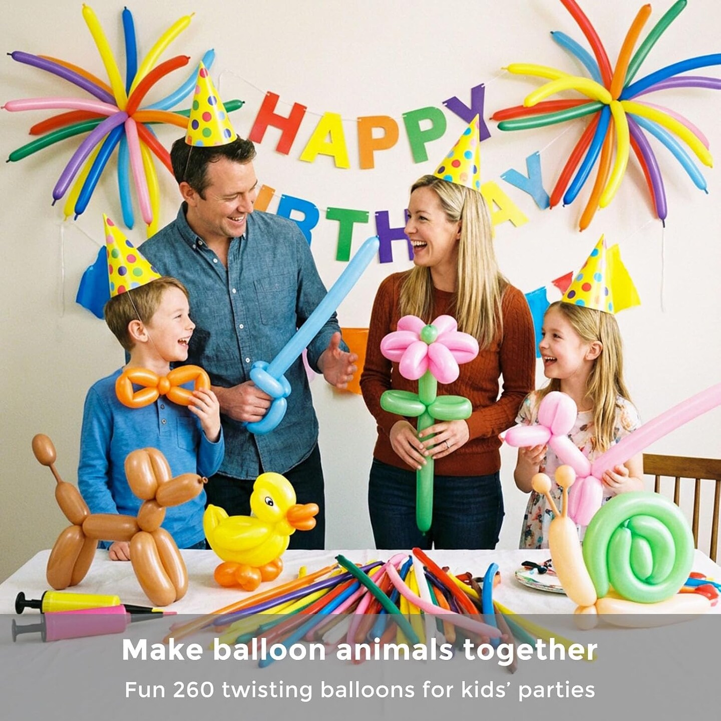 100 PCS 260 Twisting Balloons with Eye Stickers – 17 Assorted Color Long Latex Balloon Animal Kit for Beginners, Kids Parties, Carnival, Birthday, Wedding & Event Decorations