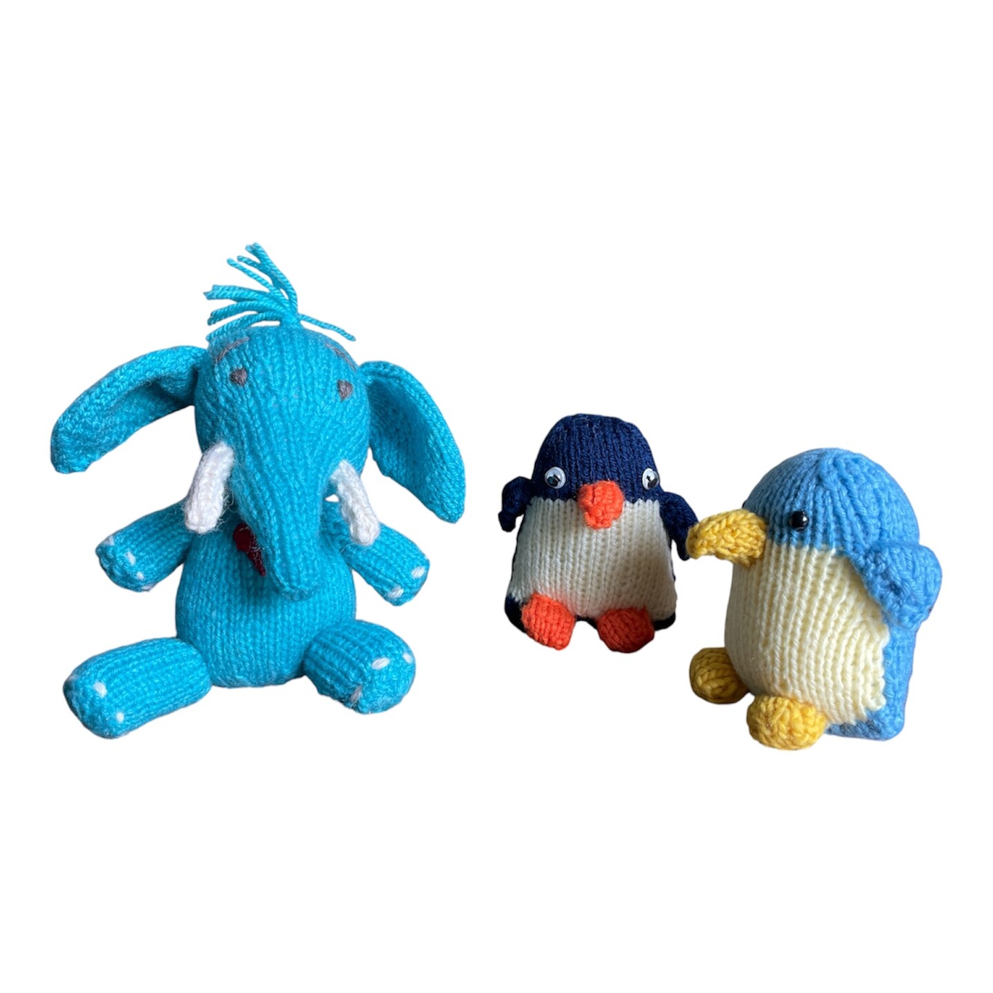 Handmade Toys Blue Stuffed Animals Baby Penguin Elephants Set of 3