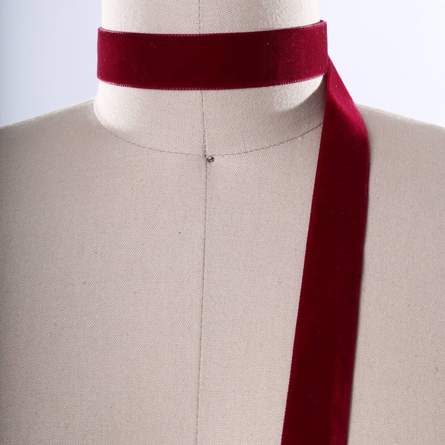 1 Yard Burgundy Velvet Ribbon Non-Stretch Single Side Trim for Bows & Garments