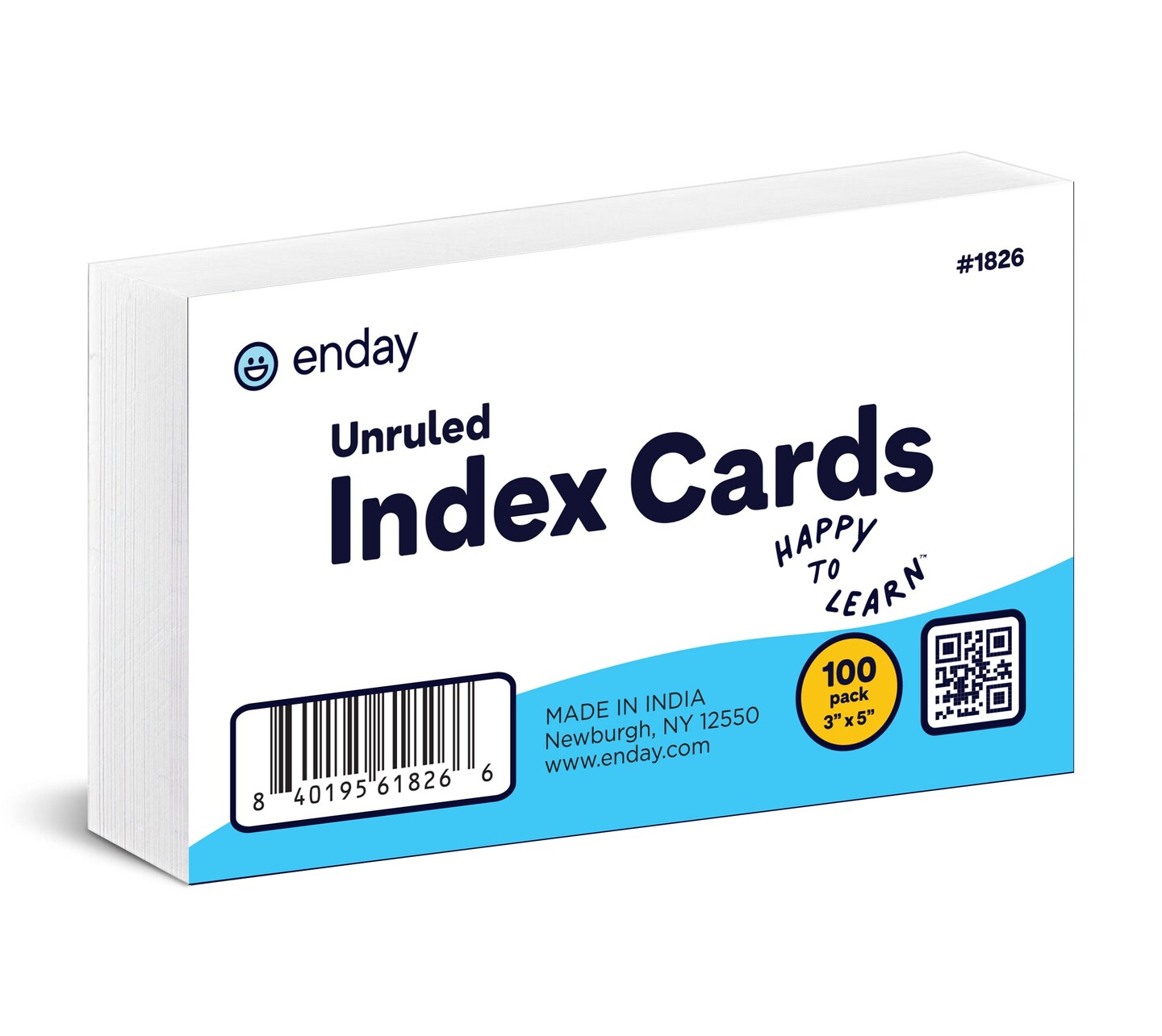 Index Cards White Heavy Weight Durable 3 X 5 Inch Blank Note Cards for School Home and Office - 100 Cards - Enday