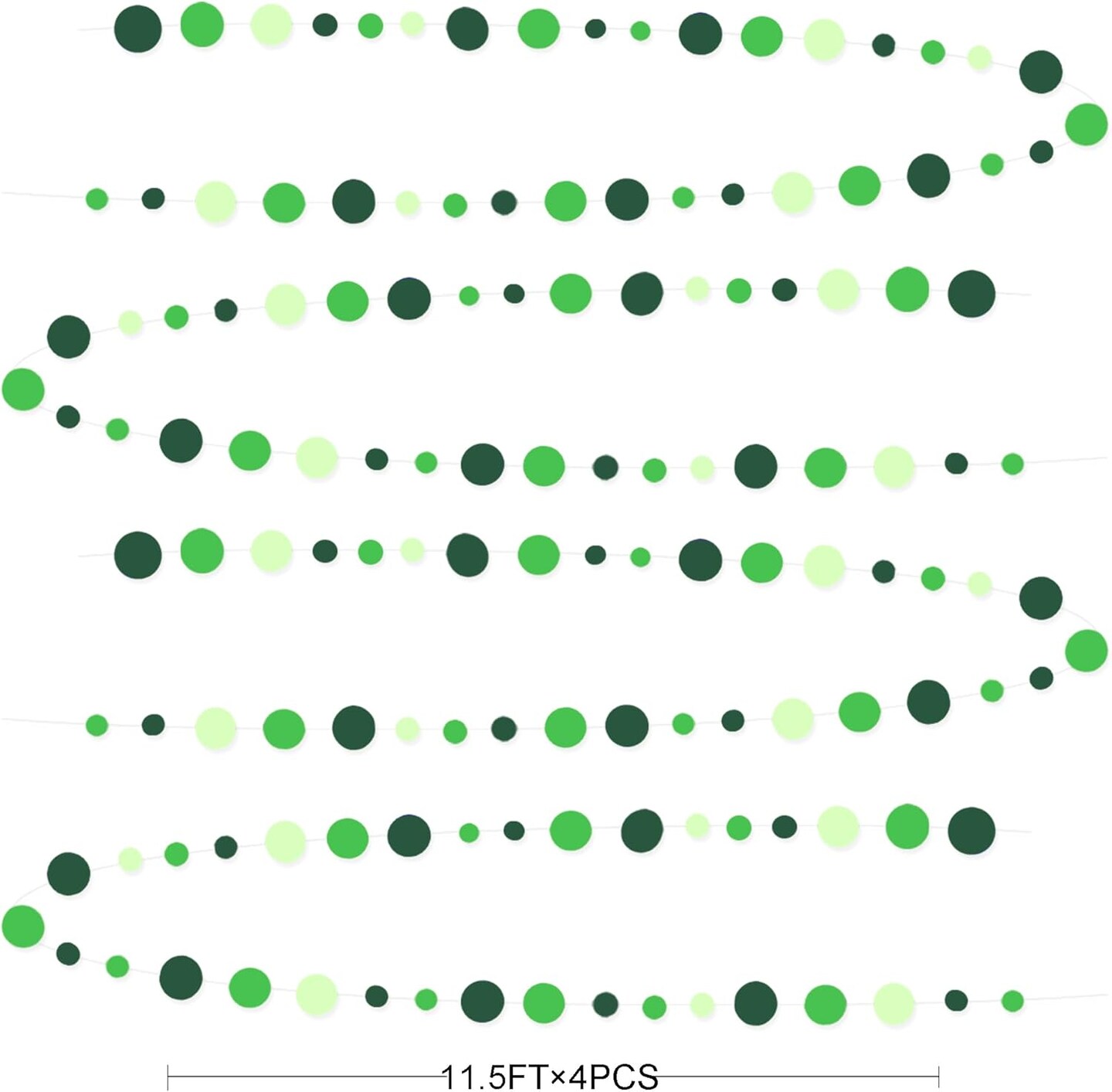 Green Party Decorations Ombre Green Circle Dots Garland Hanging Paper Polka Dot Streamer for Birthday Baby Shower Wedding Bridal Shower Summer Spring Easter St Patrick&#x2019;s Day Golf Tea Party Supplies