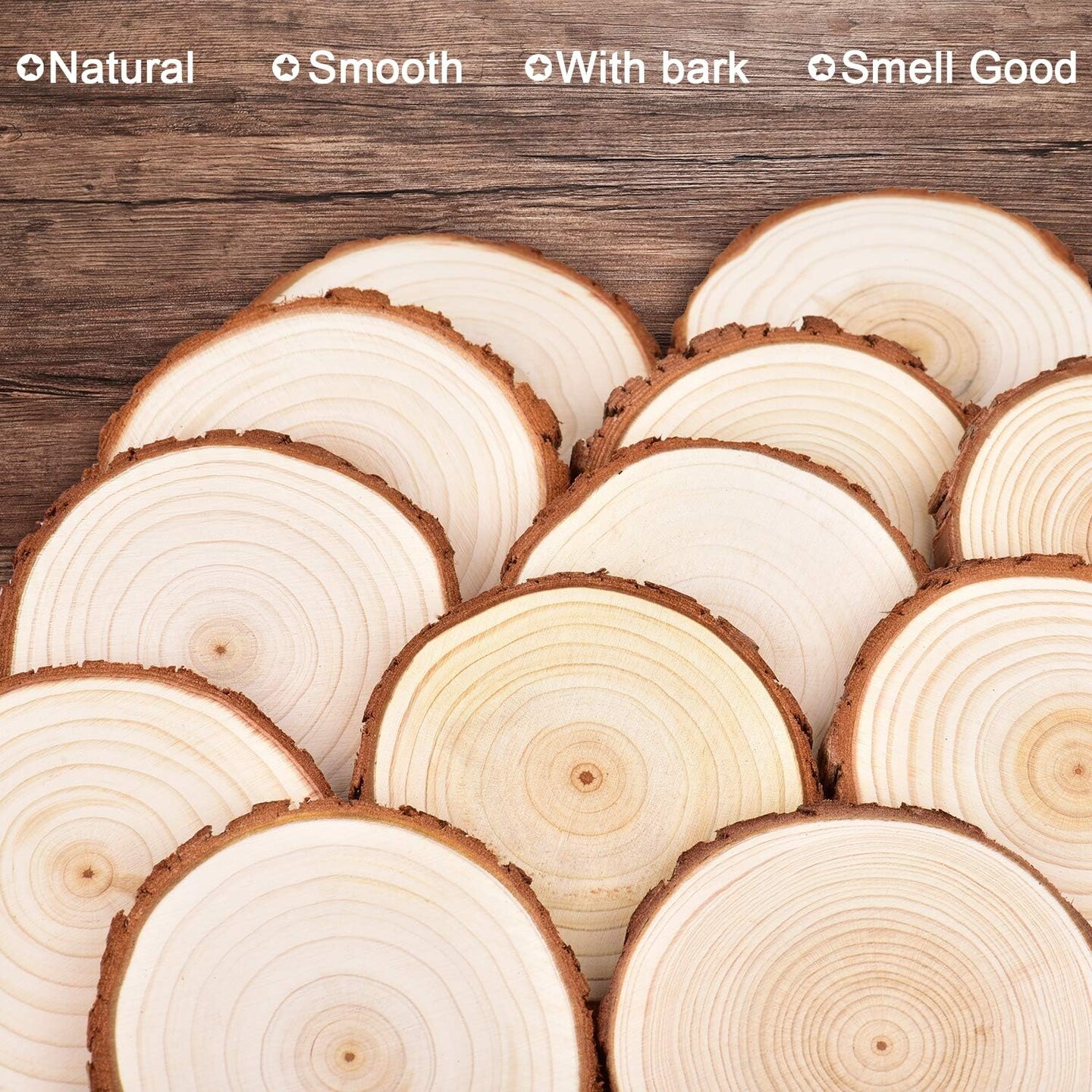 Unfinished Natural Wood Slices with Bark - 20 Pcs 3.5-4 inch Wood Craft kit, DIY Kids Arts and Crafts Coasters Ornaments Rustic Wedding Decorations