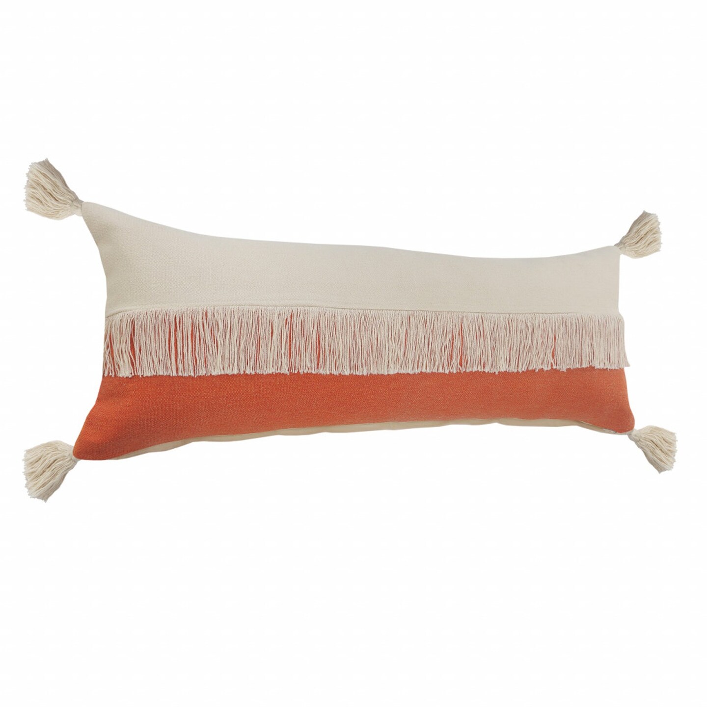 Edge Collections - 14" x 36" - Orange - Decorative Zippered Throw Pillow for Sofa and Chair - 1 Piece