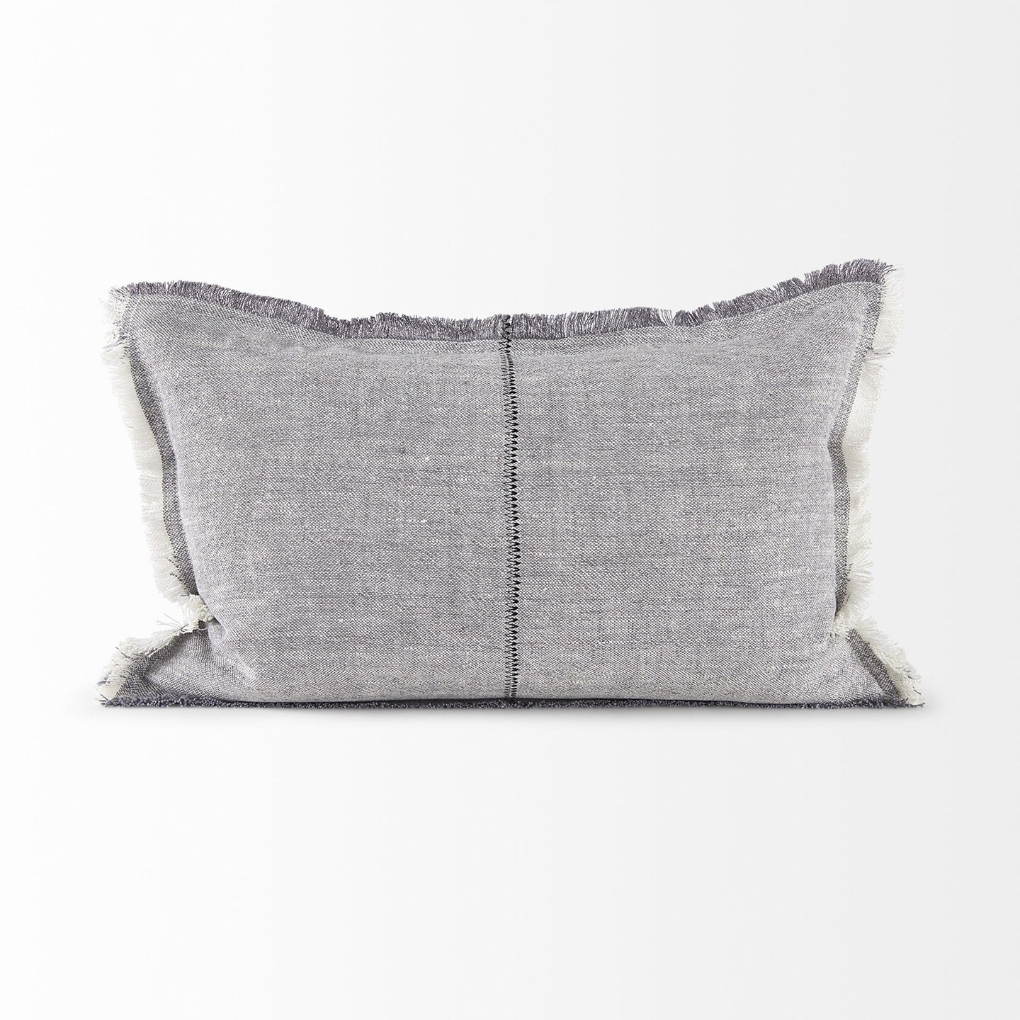 Edge Collections - 13 H x 21 W x 1 D - Gray - Fringed Lumbar Pillow Cover for Comfortable Support - 1 Piece