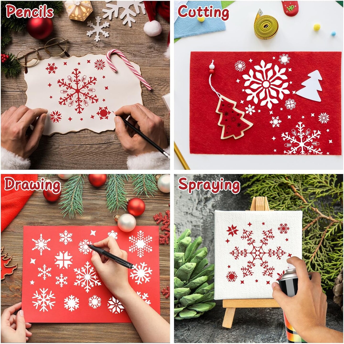 8 Pcs Christmas Snowflake Stencil for Crafts(snowflakes)10"L x 6.7"W