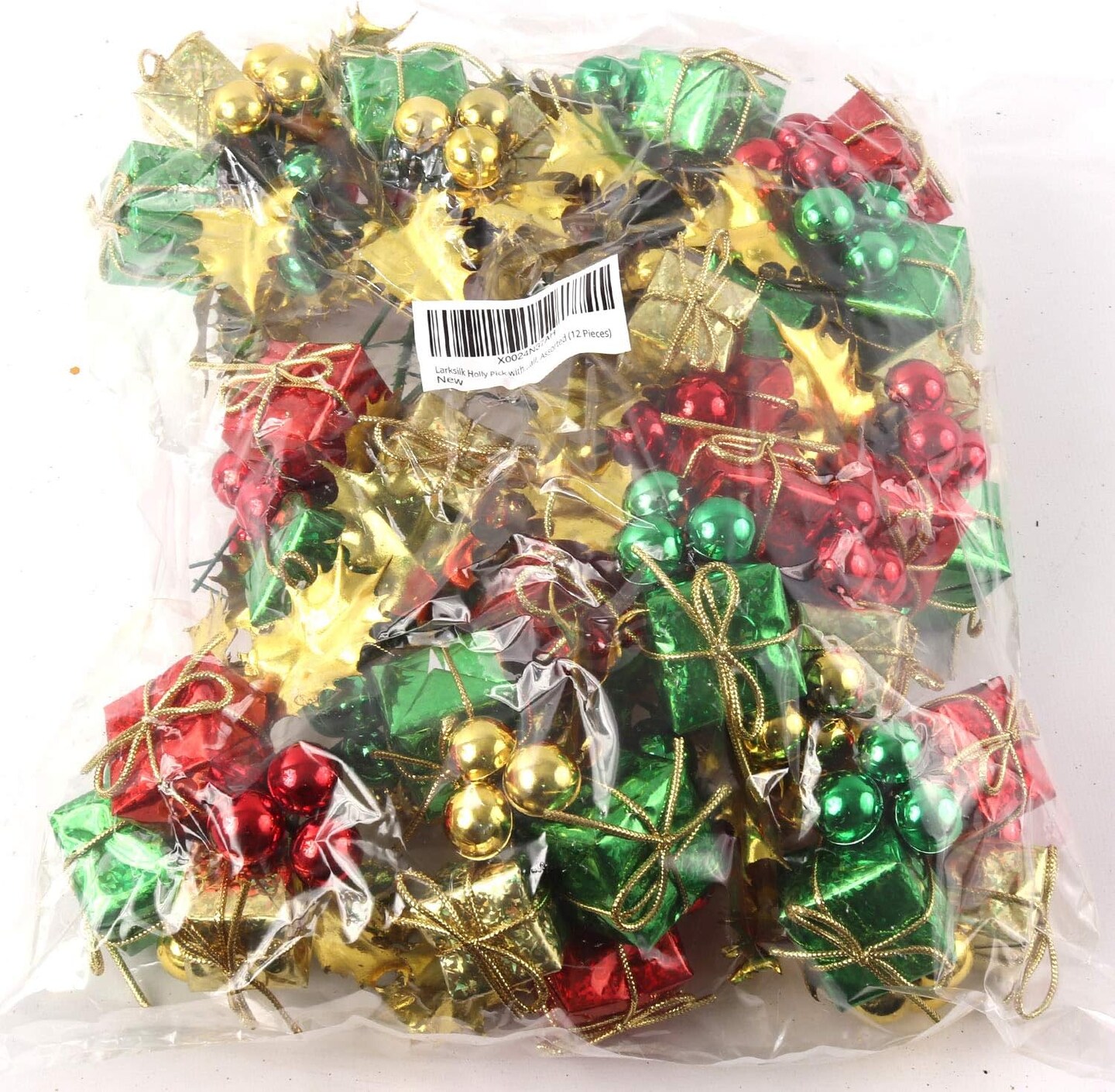 12&#x22; Multi-Color Gold Leaf Ball Picks - 12-Pack, Perfect for Christmas Tree, Wreath &#x26; Garland D&#xE9;cor - Festive Holiday Accent, Floral Home by Artificial Flowers