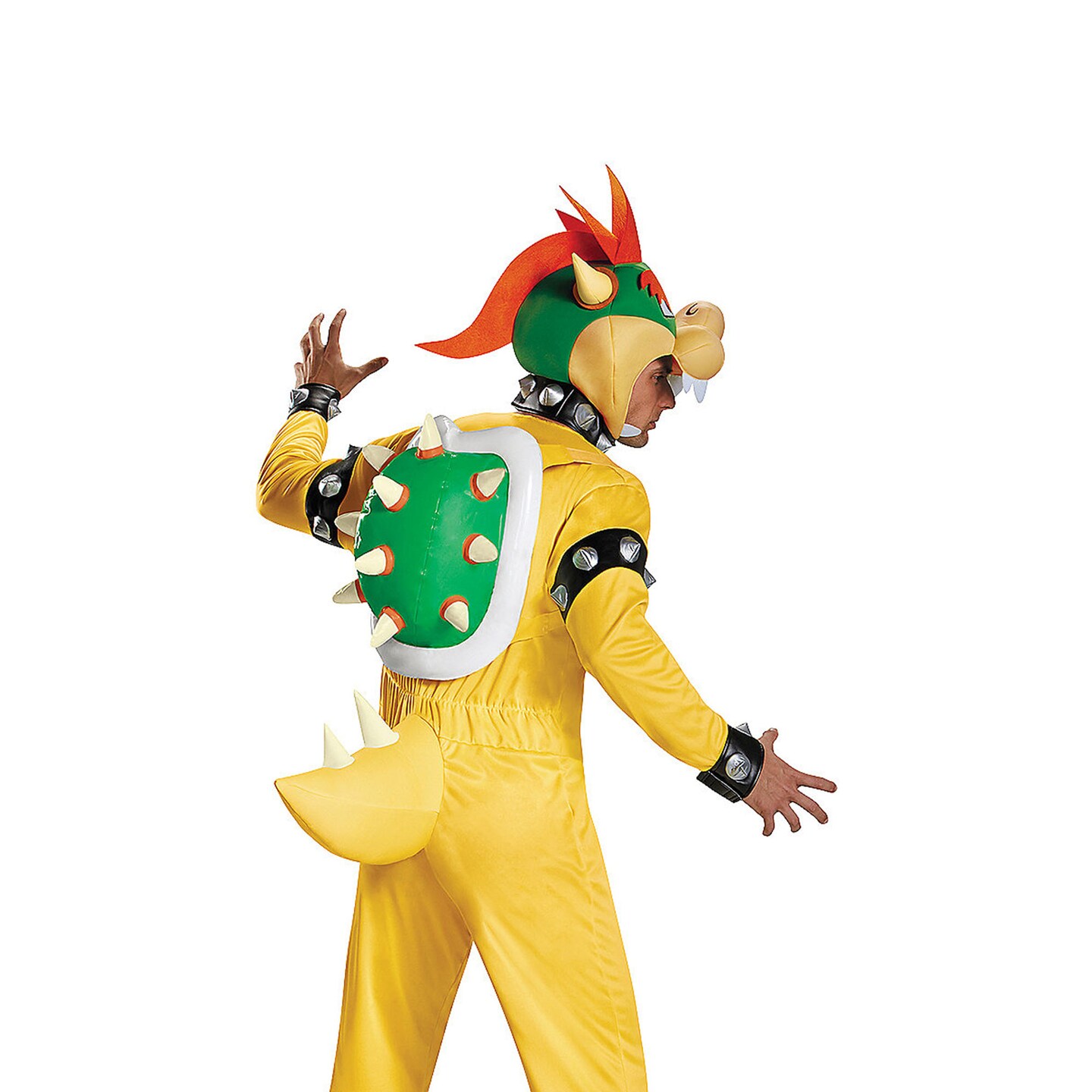 Adult Deluxe Super Mario Bowser Costume Yellow Inflatable Shell Jumpsuit XXL