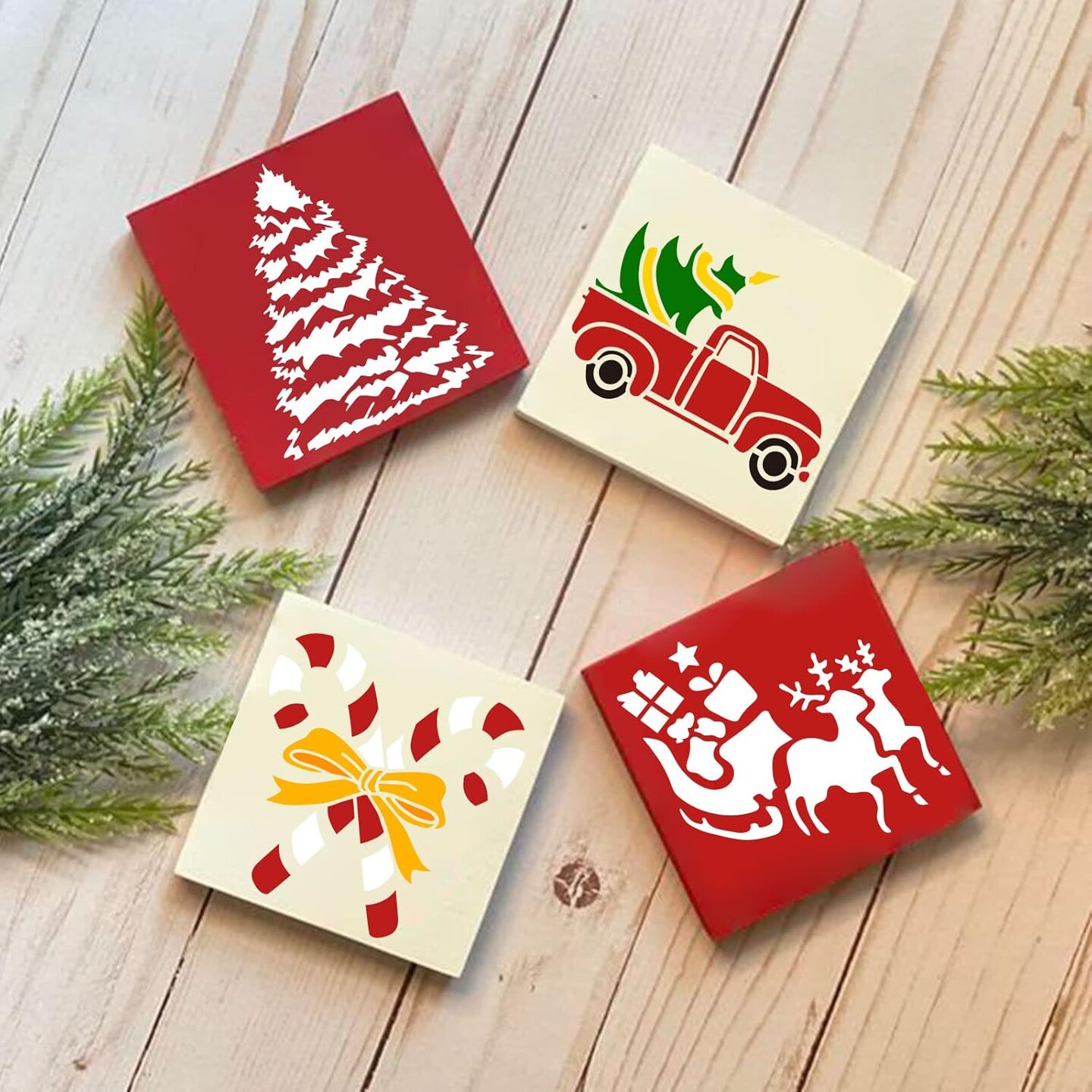 30 Pcs Christmas Stencils Reusable(Christmas)3&#x22;L x 3&#x22;W
