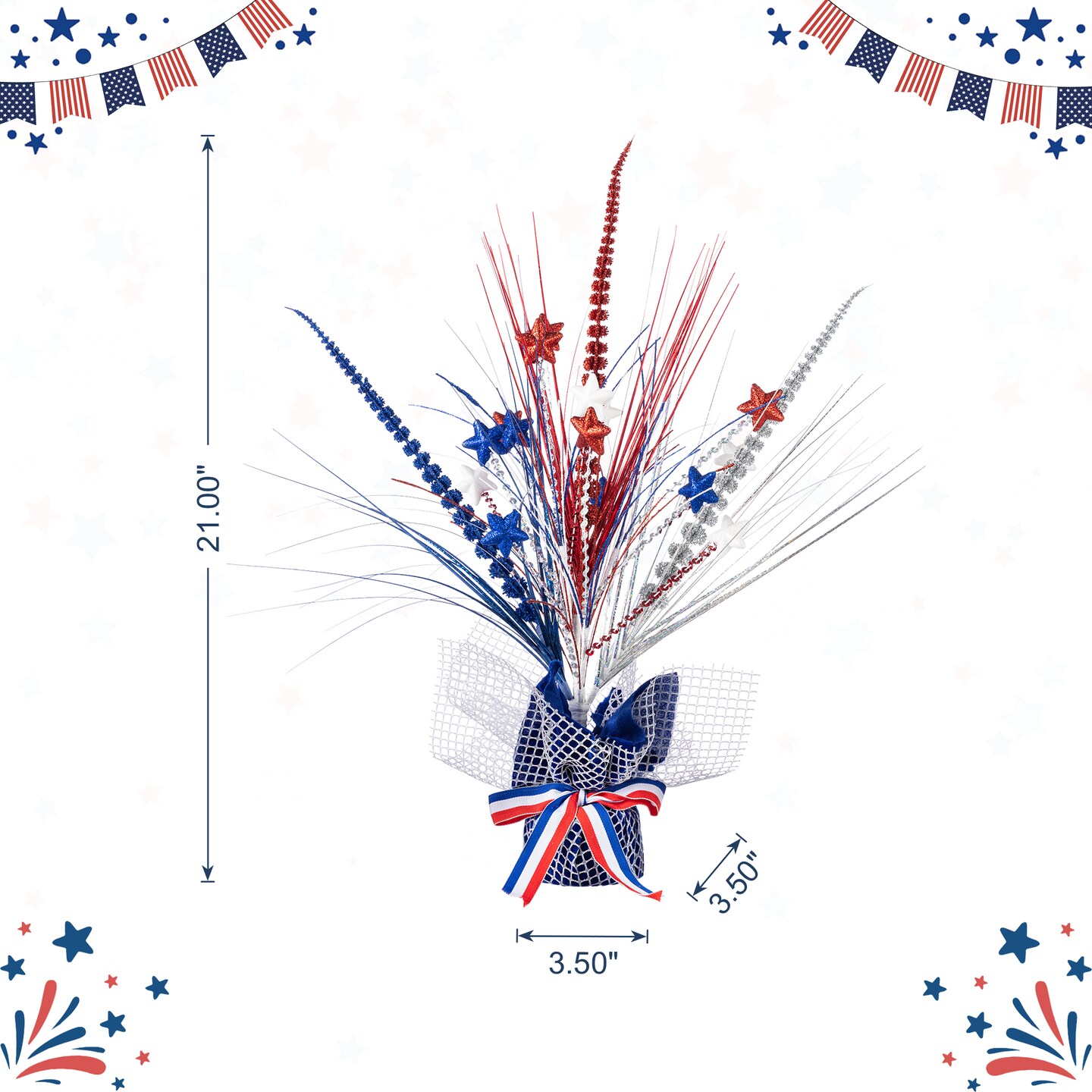 Set of 2 21"H Patriotic/ Americana Stars and Heather Table Tree