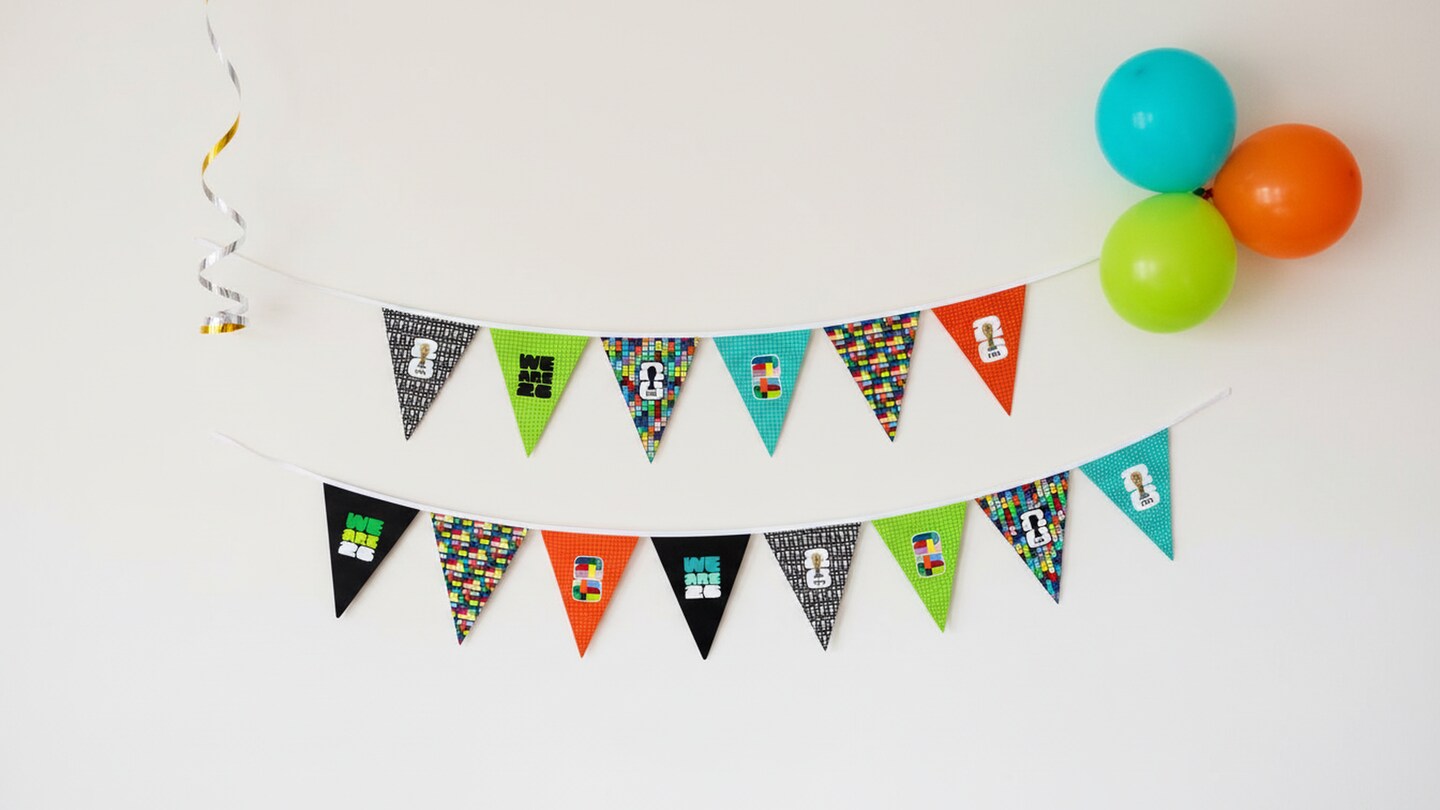 FIFA World Cup DIY Canvas Bunting Kit – Soccer Fan Sewing Craft Kit – Includes 24" x 43" Multicolor Fabric Panel, Backing, Binding & Instructions – Create 11ft Handmade Wall or Party Decoration