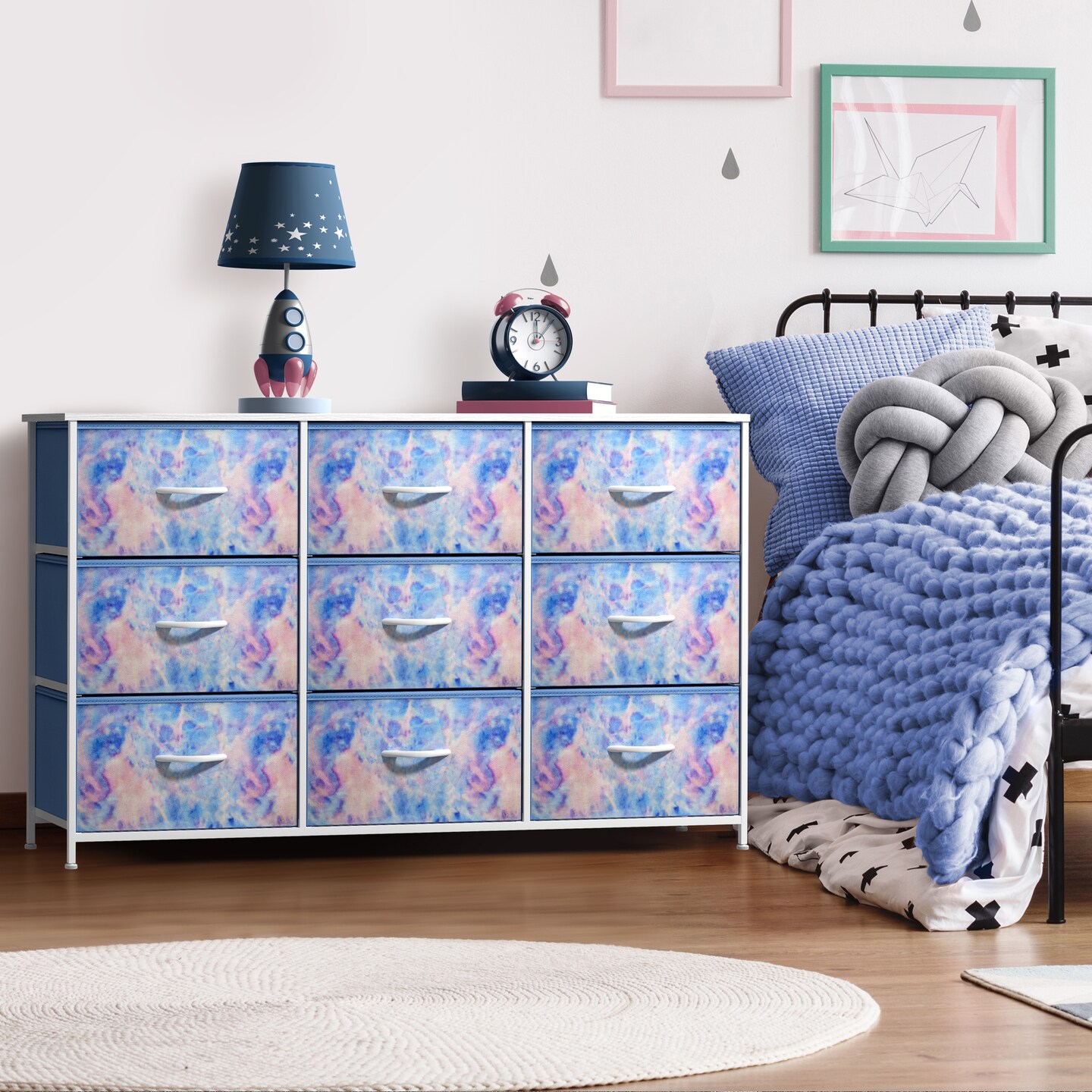 Sorbus 9 Drawers Dresser- Storage Unit with Steel Frame, Wood Top, Fabric Bins - for Bedroom, Closet, Office and more