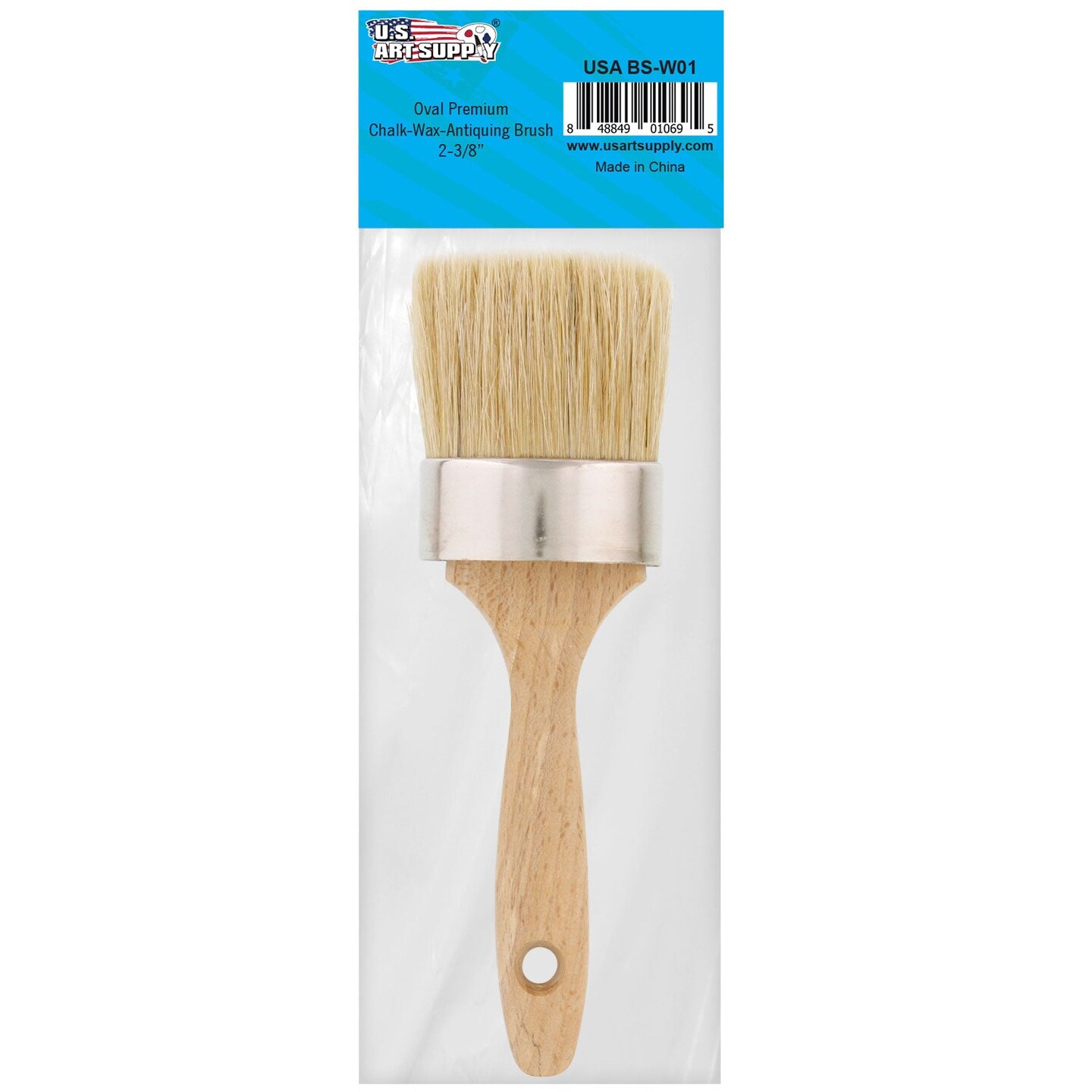 Multi Use 2-1/8&#x22; Oval Chalk and Wax Brush for Chairs, Dressers, Cabinets and Other Wood Furniture - 100% Natural Bristles, Lightweight, Rust Resistant