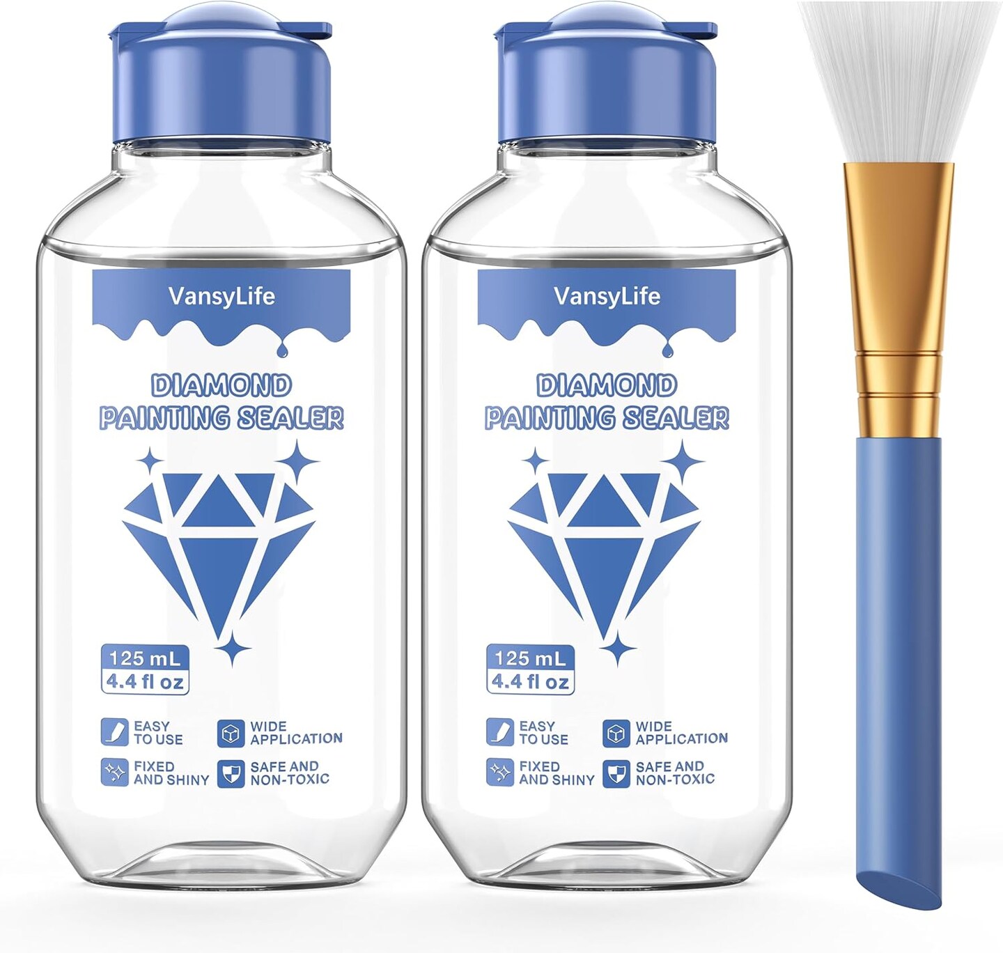 Diamond Painting Sealer & Glue Kit with Brush – 2x125mL for 5D Art