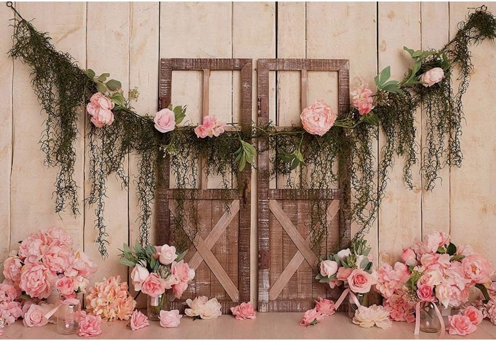 10x6.5ft Wedding Backdrop Rustic Pink Rose Flowers