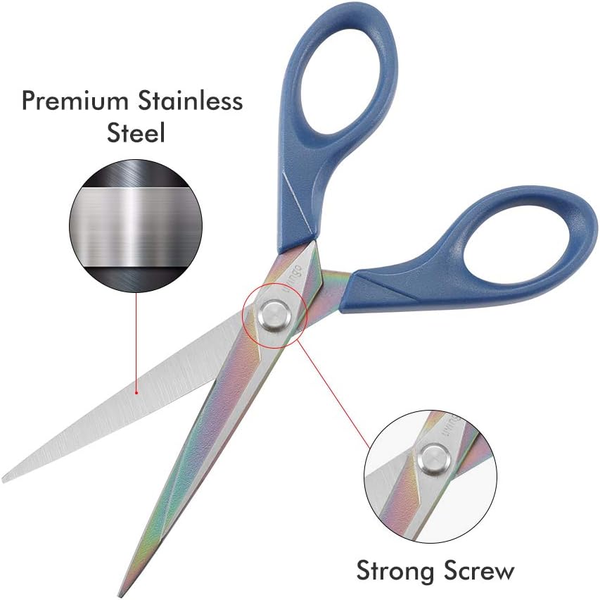 Scissors 7 Inch All Purpose Titanium Scissors Bulk 2 Pack, Left/Right Handed, Forged Stainless Steel Sharp Blade Shears Multipurpose for Home Office School Student Sewing Fabric Craft Supplies