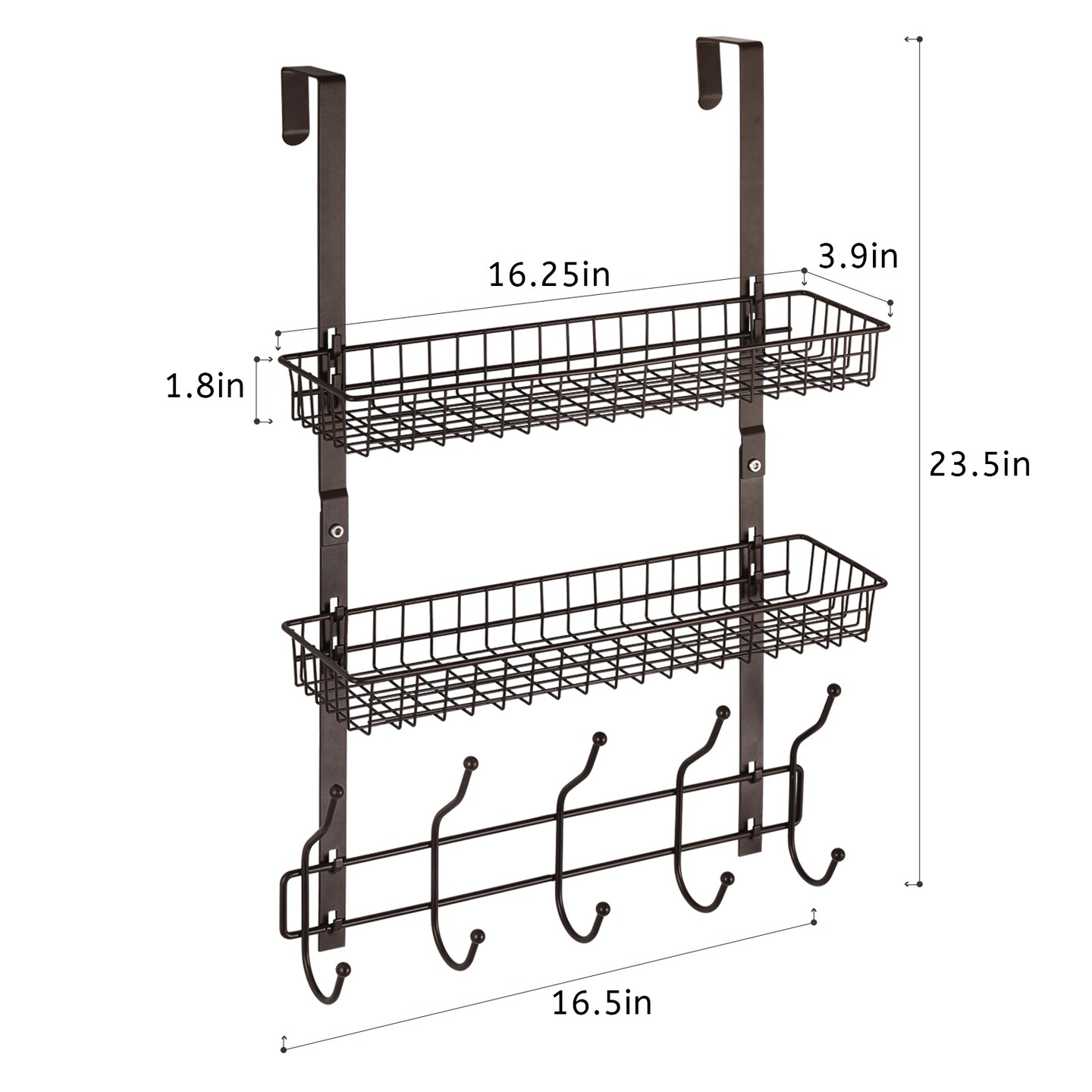 Over The Door metal Storage Rack Coat Hook Shelf Bathroom Office