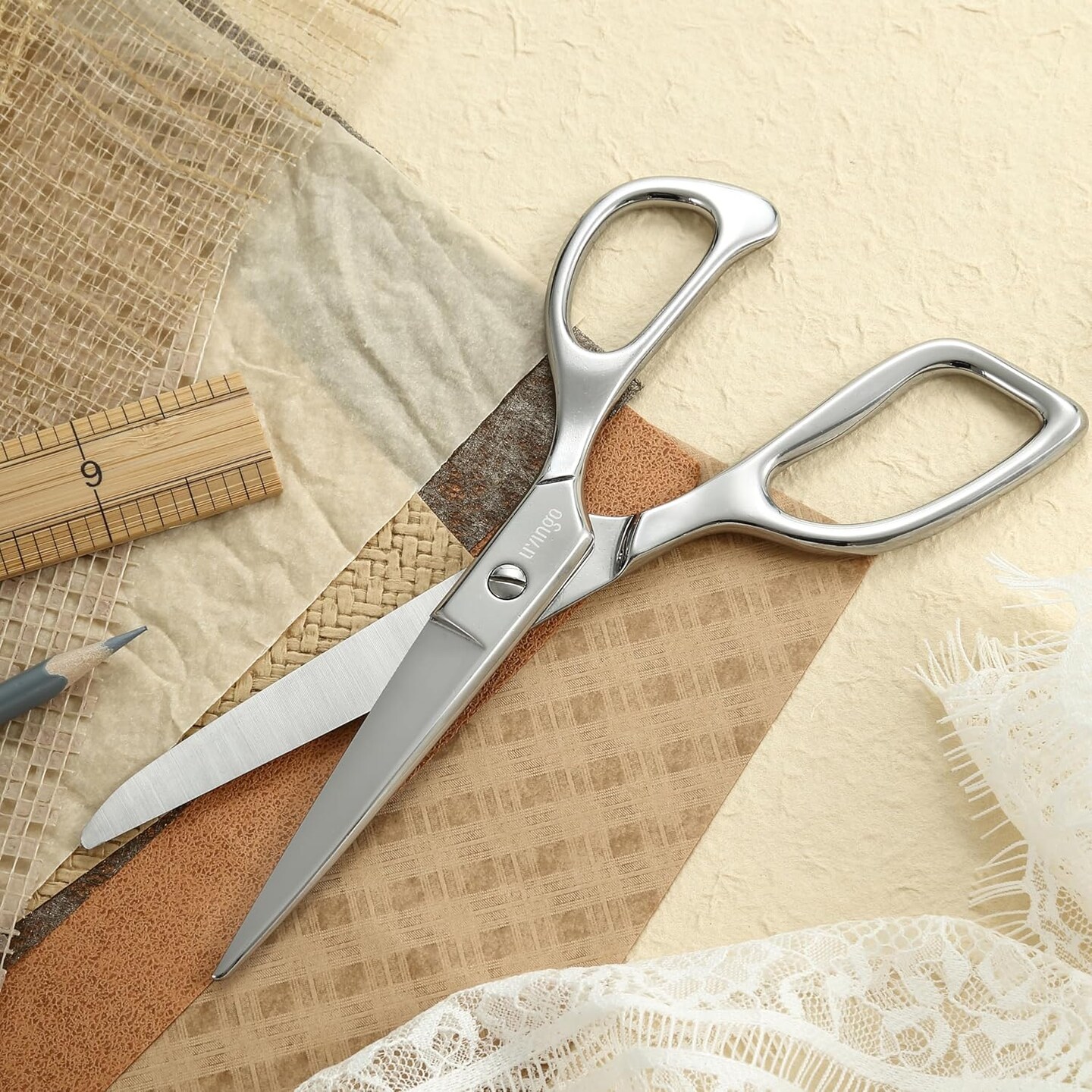 Sharp Tailor Fabric Scissors - 7" Professional Forged Stainless Steel Heavy Duty Sewing Metal Shears All Purpose, Crafting Scissors for Dressmaking Denim Canvas Cloth Leather and Felt