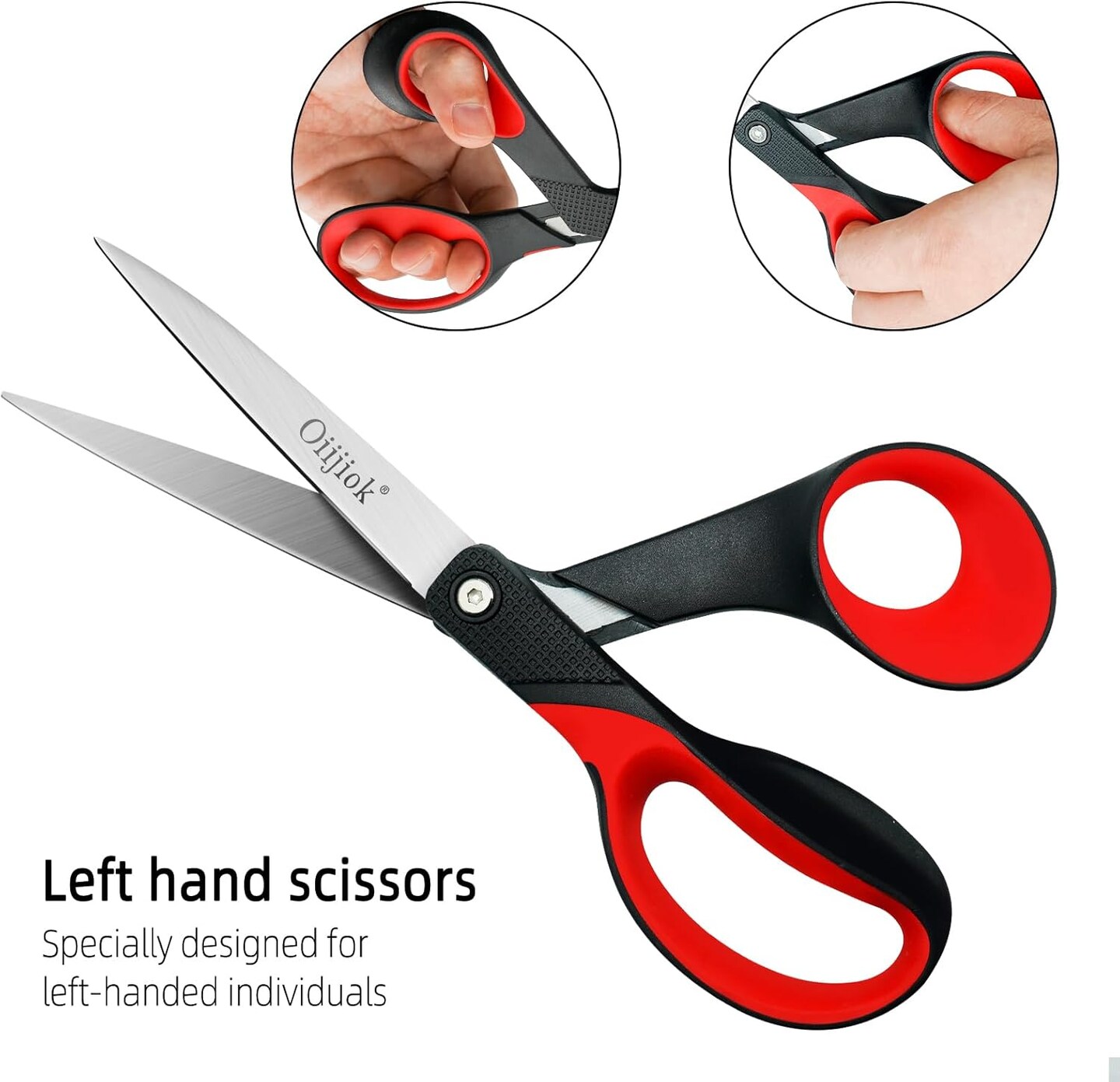 Left Handed Scissors, Stainless Steel Sharp Blade Lefty Scissors with Comfort-Grip Handles, for Home, Office and School