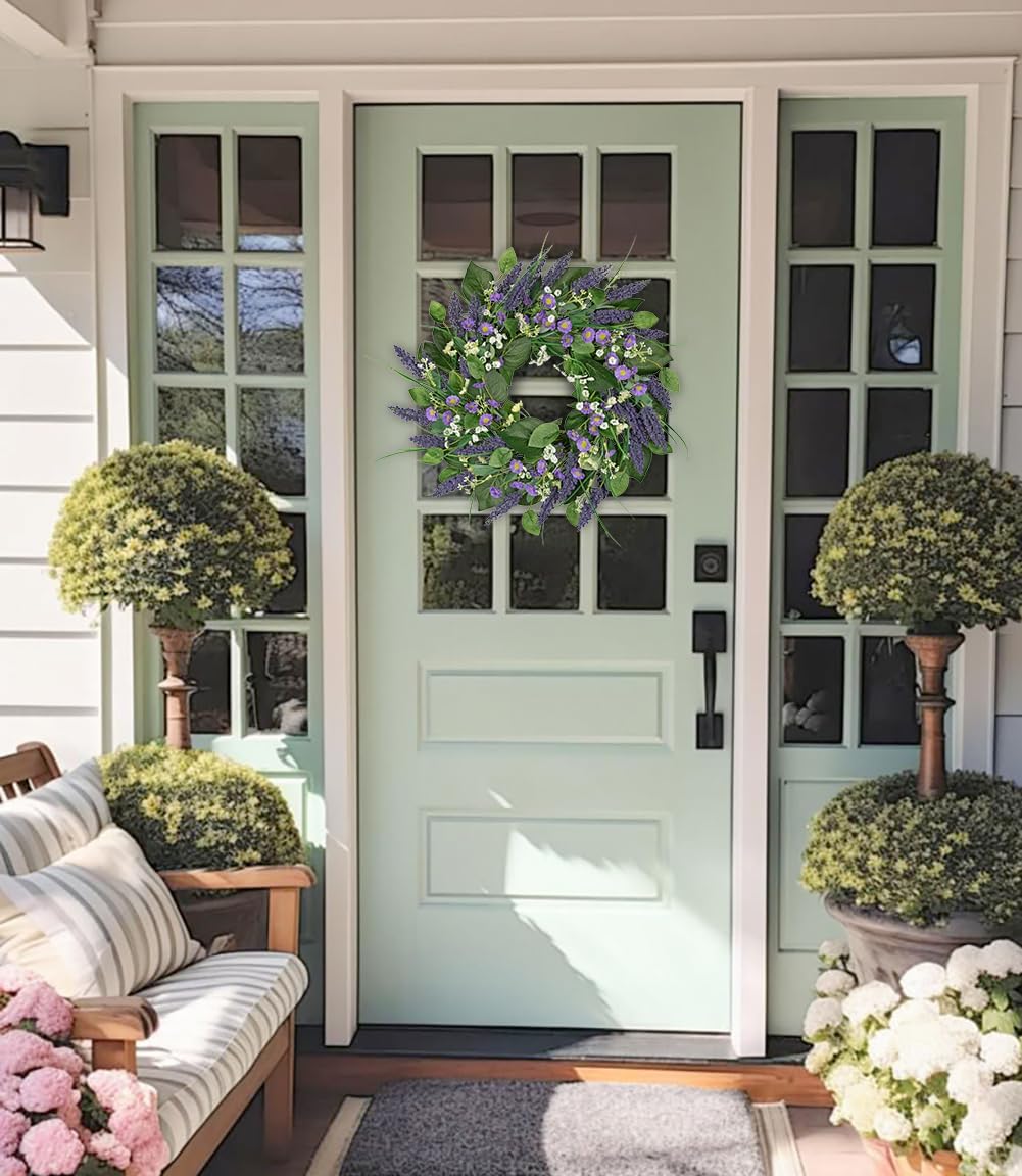 20” Artificial Farmhouse Wreath – Wildflowers & Greenery Spring Door Decor