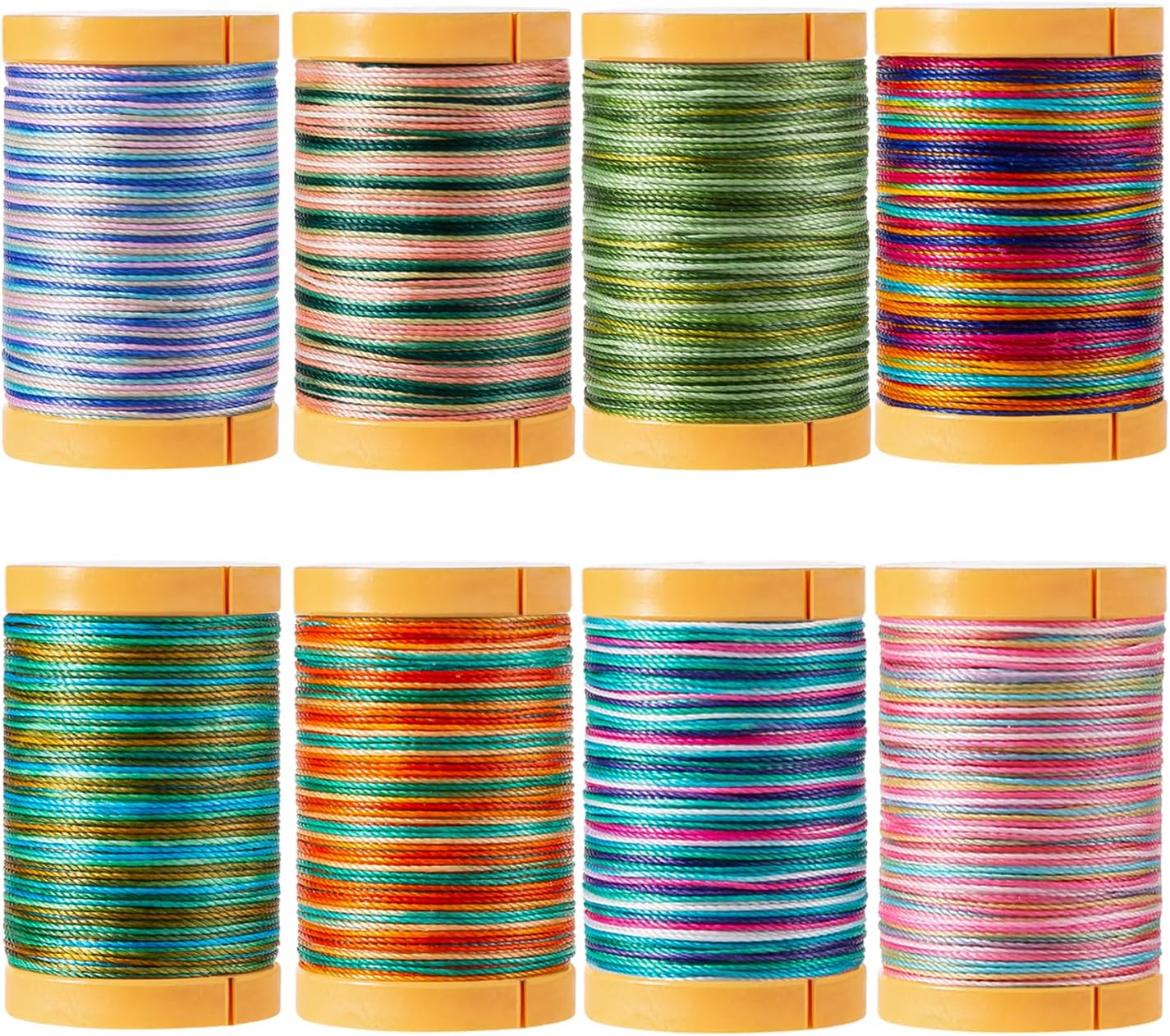 Variegated Waxed Thread 8 Vibrant Color, 0.5mm Wax Coated String 82Yards/Spool, Polyester Wax Cord for Micro Macrame, Bracelets Braiding, Jewelry Making, Beading, Knoting and Kumihimo