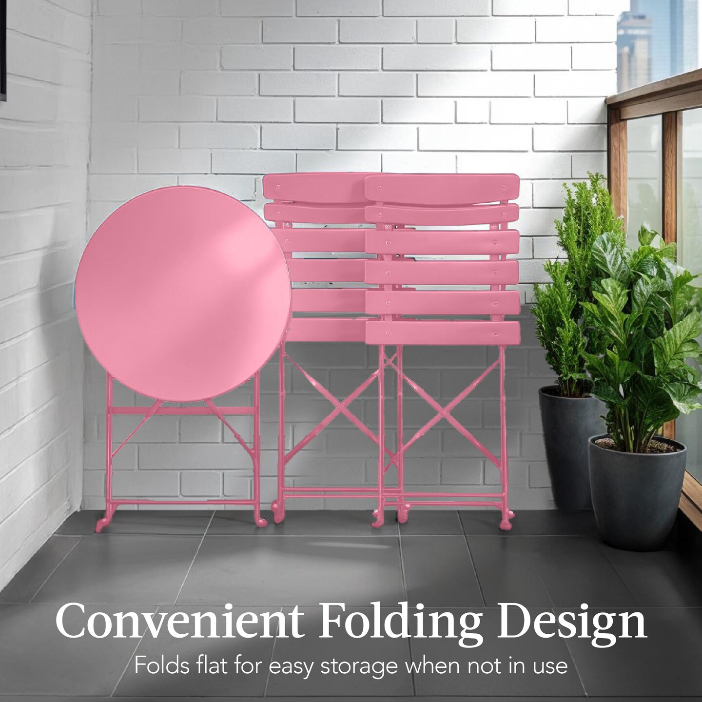 Best Choice Products 3-Piece Small Bistro Set, Folding Patio Furniture Set of 2 Chairs and Table