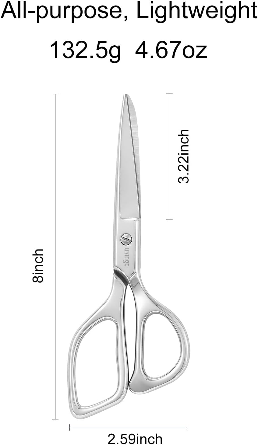 Tailor Fabric Sewing Scissors - 8&#x22; Professional Forged Stainless Steel Heavy Duty Metal Shears All Purpose, Crafting Ultra Sharp Scissors for Dressmaking Upholstery Cloth Leather and Felt