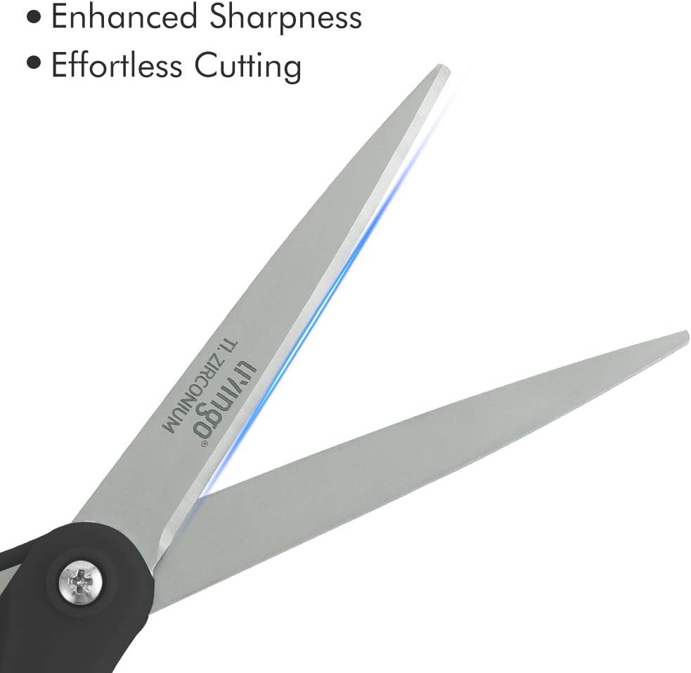 Scissors All Purpose, Student School Scissors, Sharp Titanium Coated Stainless Steel Shears for High Middle School Teacher Crafting, Office Home Sewing Cutting Fabric, 8 inch 3 Pack