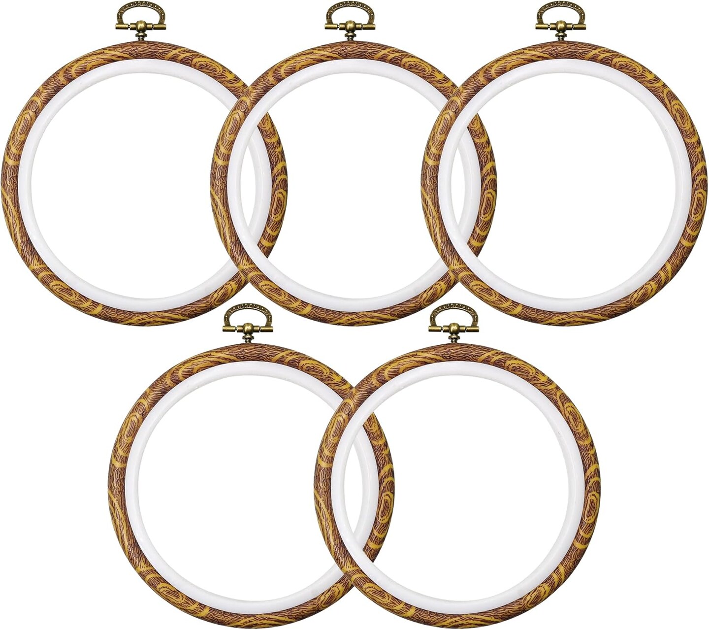 Embroidery Hoops 5 Inch, Round Cross Stitch Hoops, Imitated Wood/Wooden Grain Embroidery Rings for Craft, Sewing &#x26; Needlework