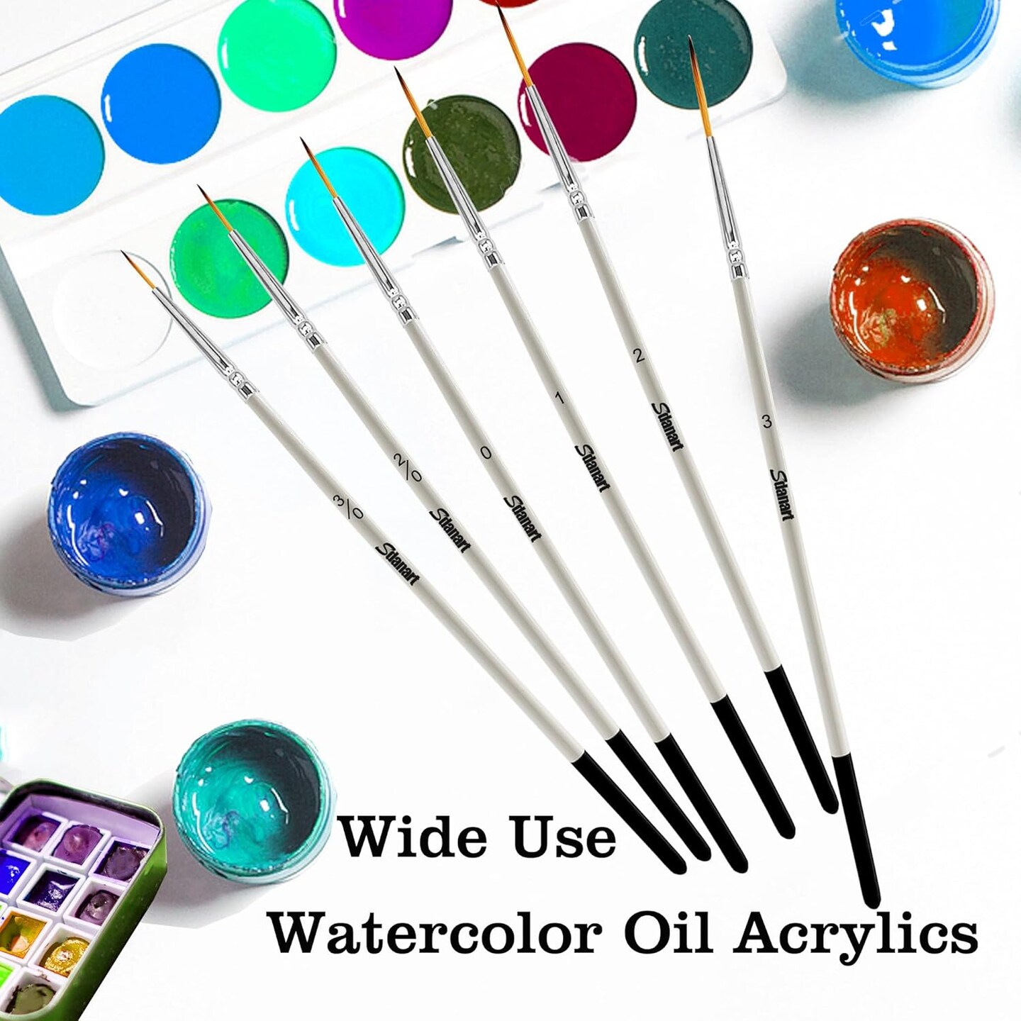 Script Liner Paintbrush 6 PCS Highly Flexible Liner Brush Extra Long Fine Point Tip Pinstriping Scroll Outlining Brush for Acrylic Watercolor Oil Gouache