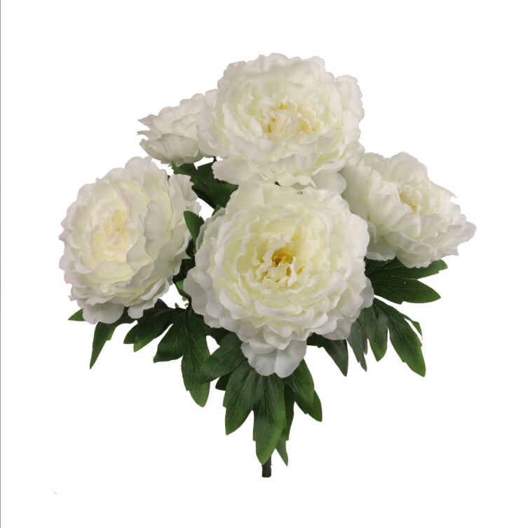 Peony Bush w/ 5 Silk Blooms 20&#x22; - 3 PACK